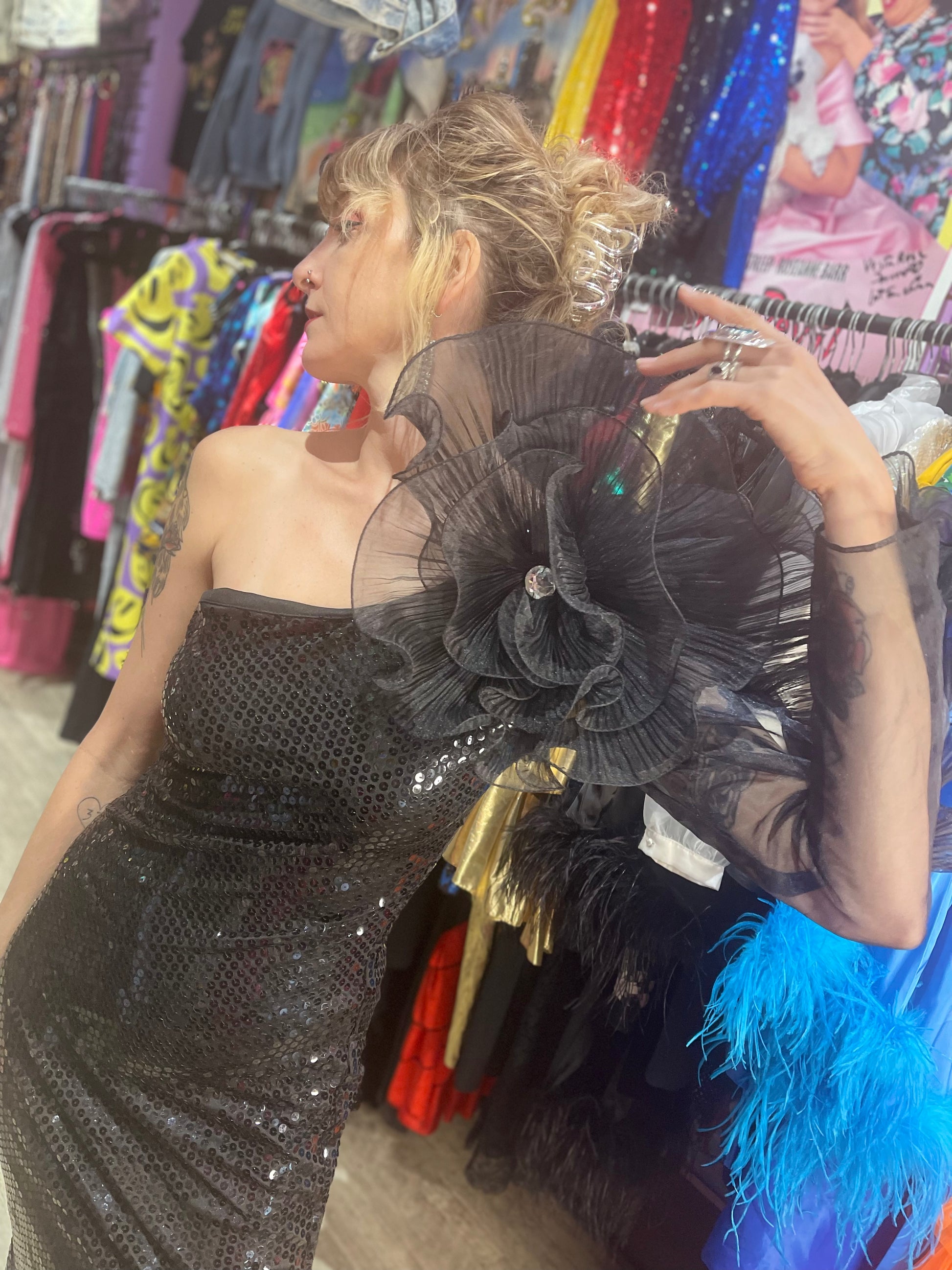 80s sequin dress costume SEQUIN Abstract Judith Ann Creations GLAM 80s Dress (L)