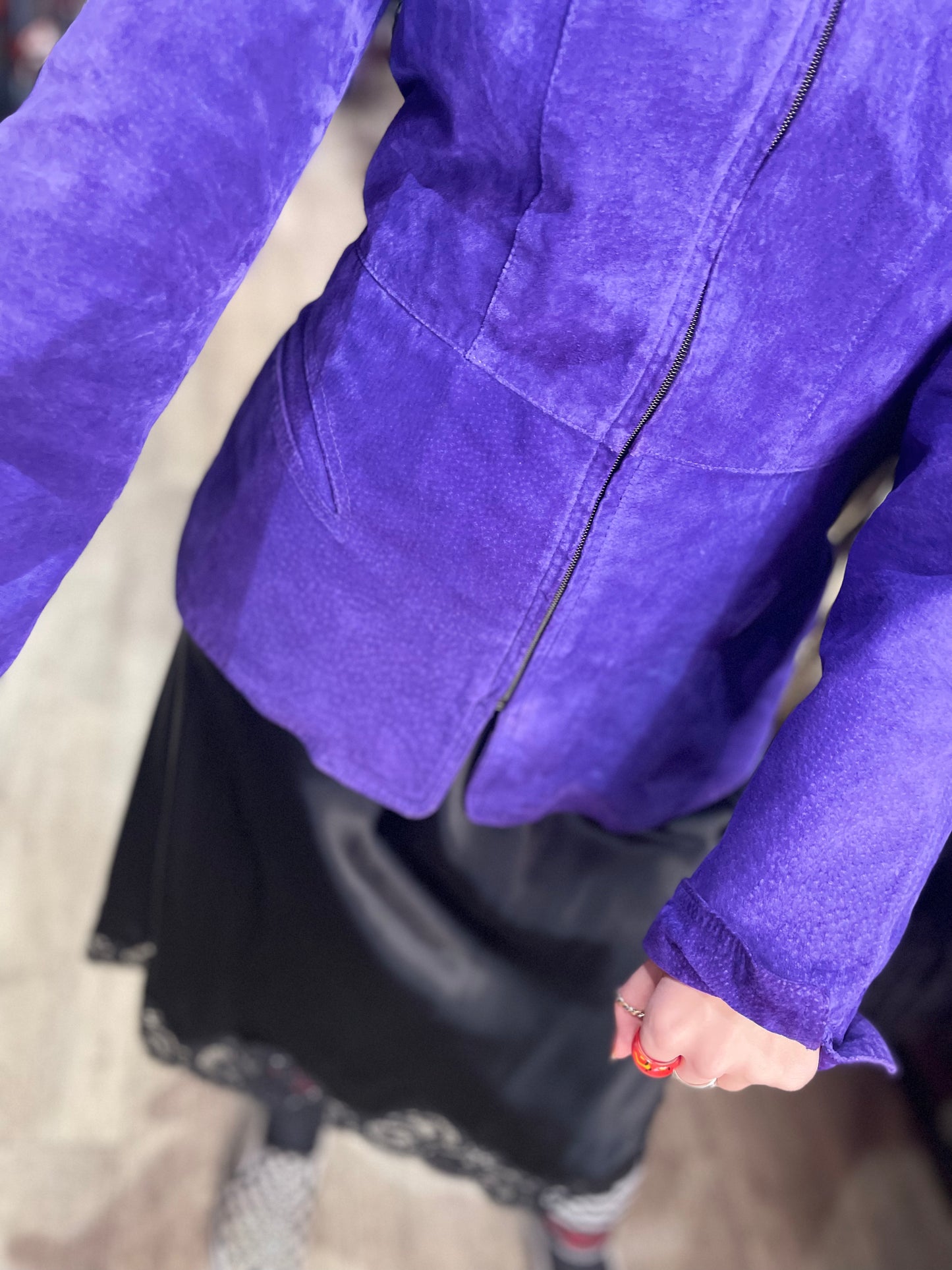 Vintage 90s Purple Cut Out Suede Jacket