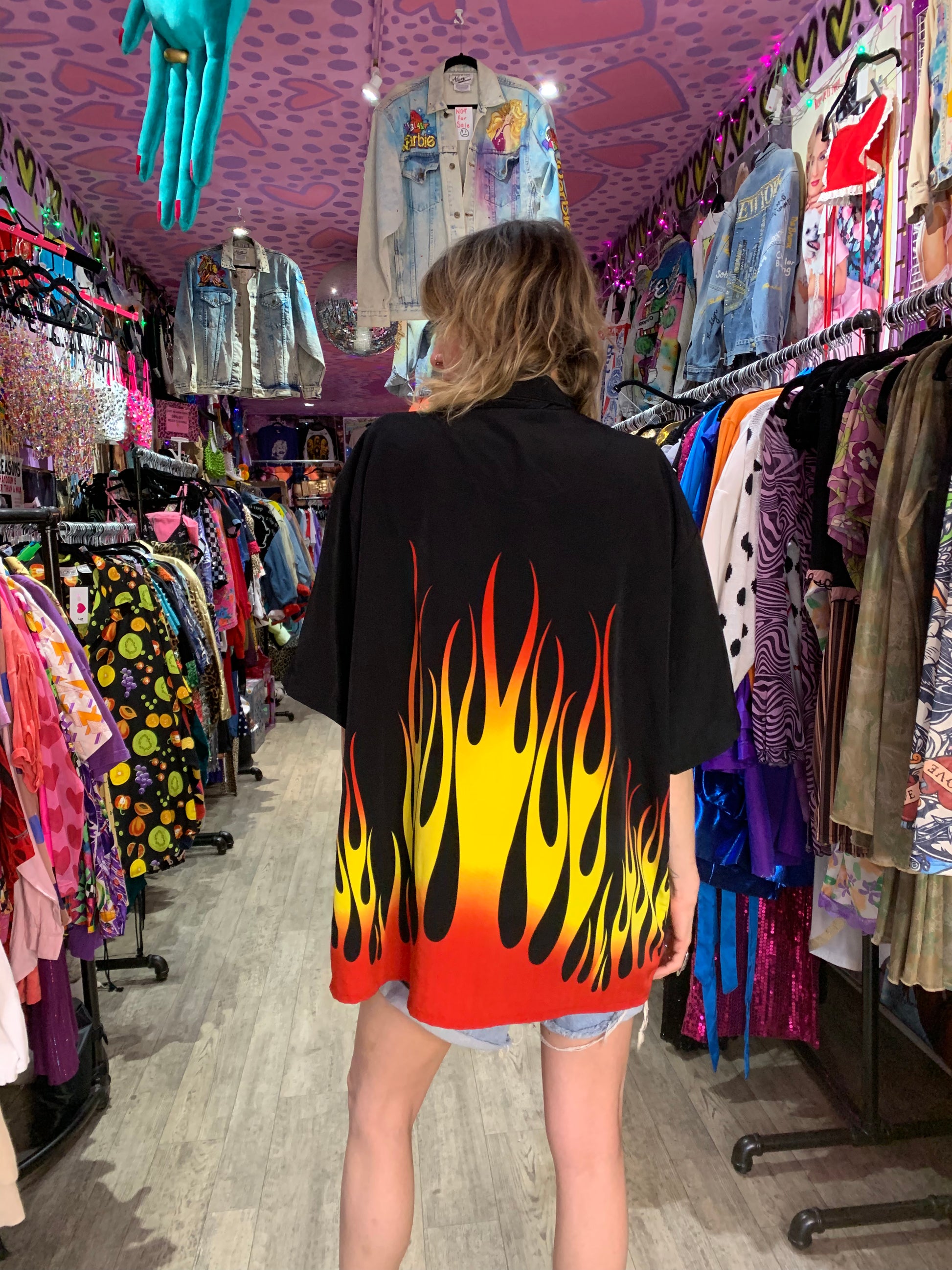 Vintage 90s red Flames Shirt - Spark Pretty