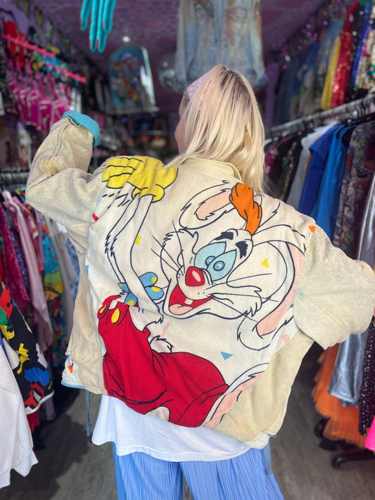 Vintage 80s Patchwork Roger Rabbit Jean Jacket - Spark Pretty