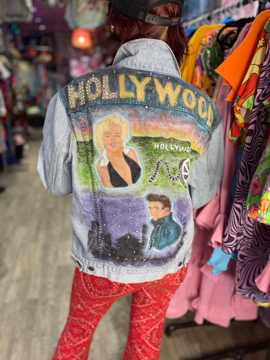 Vintage 80s Bedazzled Painted Hollywood Jean Jacket - Spark Pretty