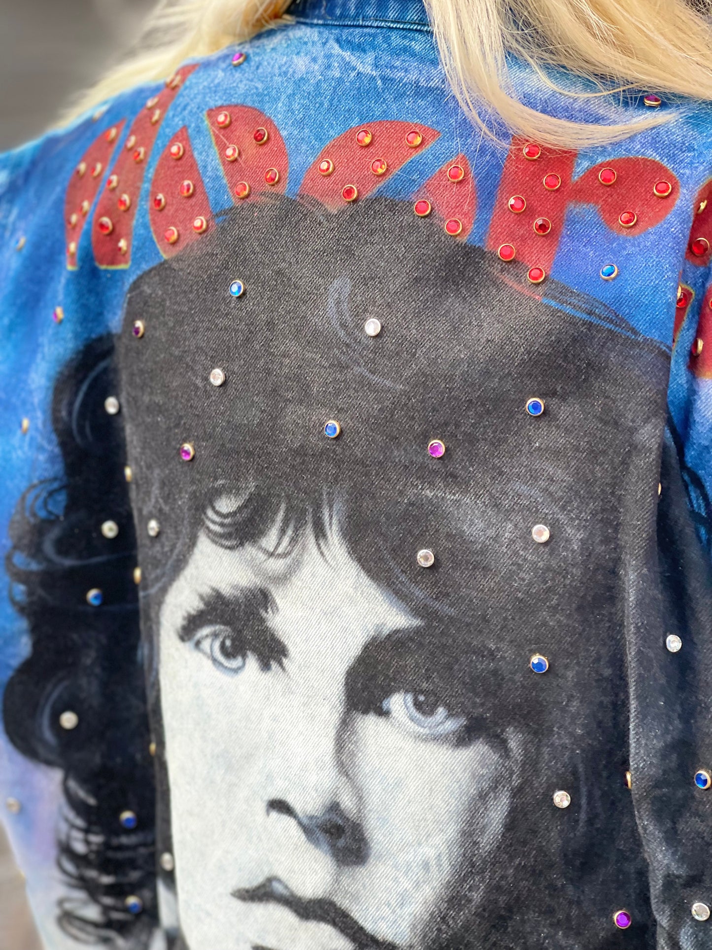Vintage 80s Jim Morrison The Doors Painted Bedazzled Jean Jacket - Spark Pretty