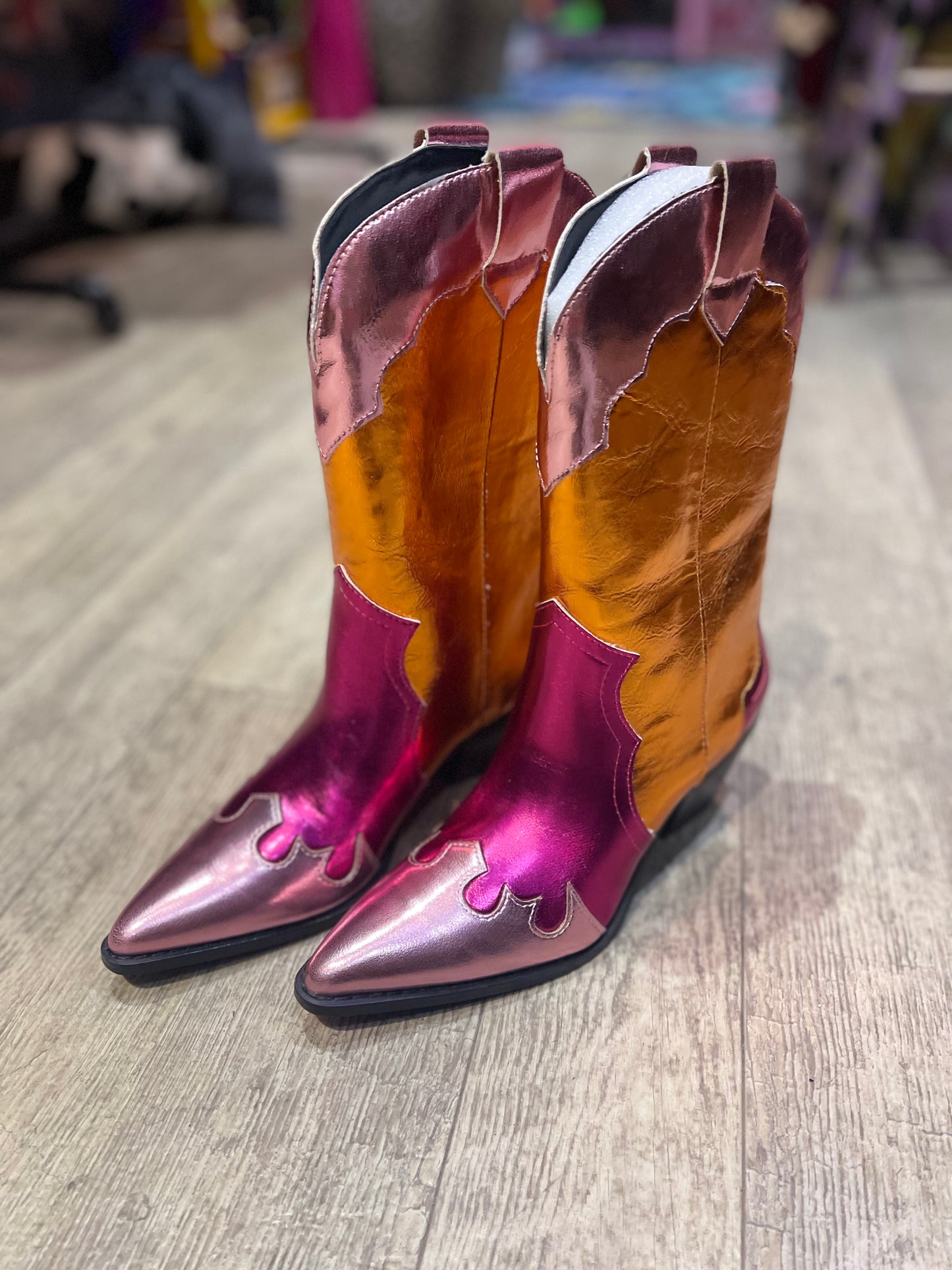 Metallic Cowboy Boots By Daisy Street - Spark Pretty