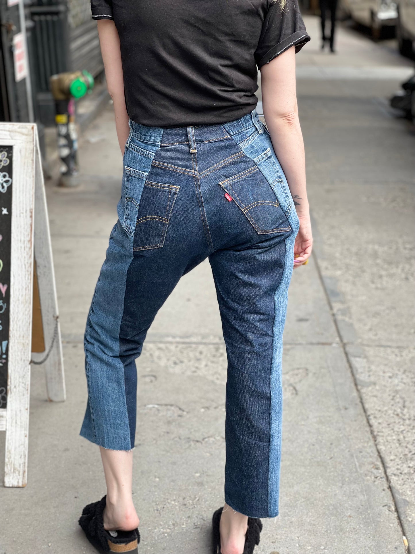 Reworked Dark Wash Split Leg Vintage Jeans - Spark Pretty