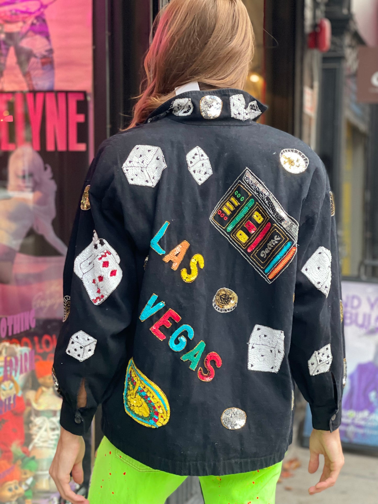 Vintage 90s Gambling Theme Sequin Jacket - Spark Pretty