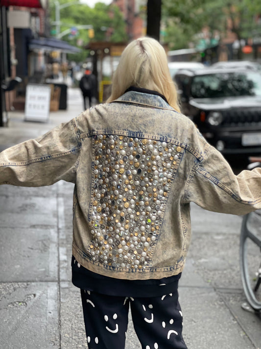 Vintage 80s Beaded and Studded Bedazzled Jean Jacket - Spark Pretty