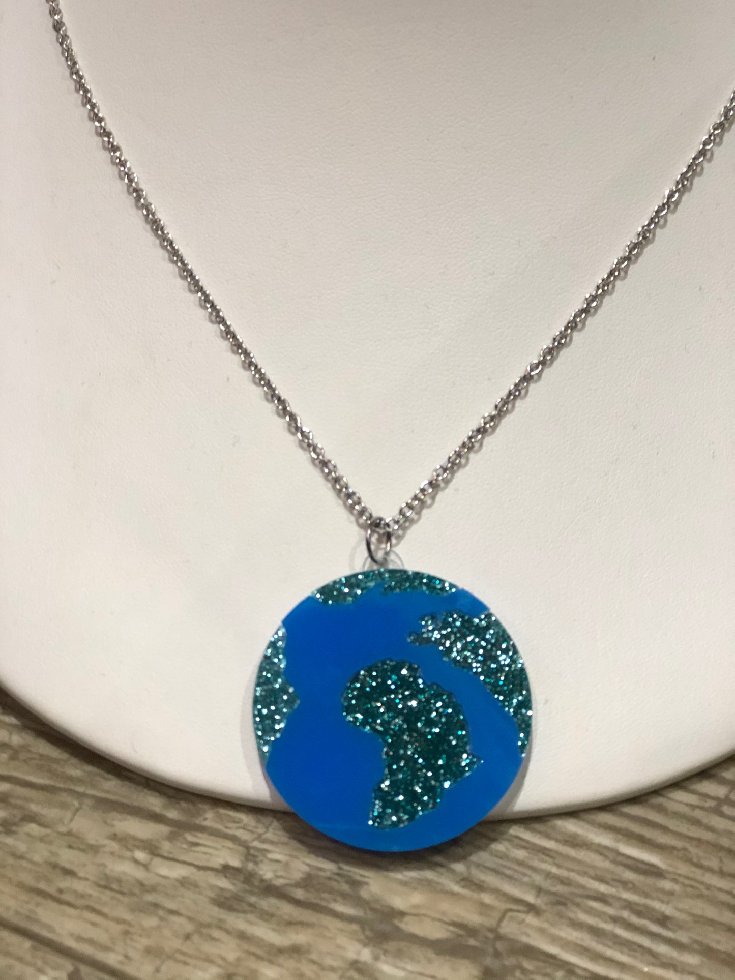 Earth Globe Glitter Necklace by No Basic Bombshell - Spark Pretty