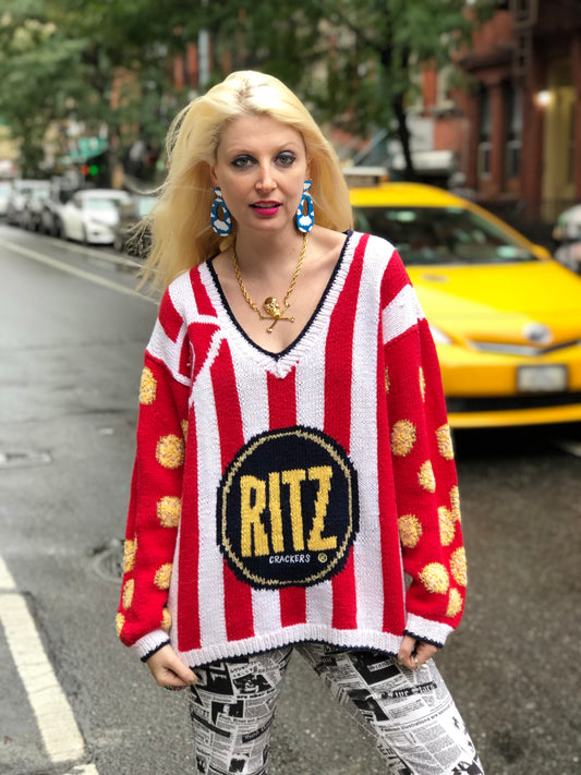 Vintage 80s Ritz Cracker Novelty Sweater - Spark Pretty