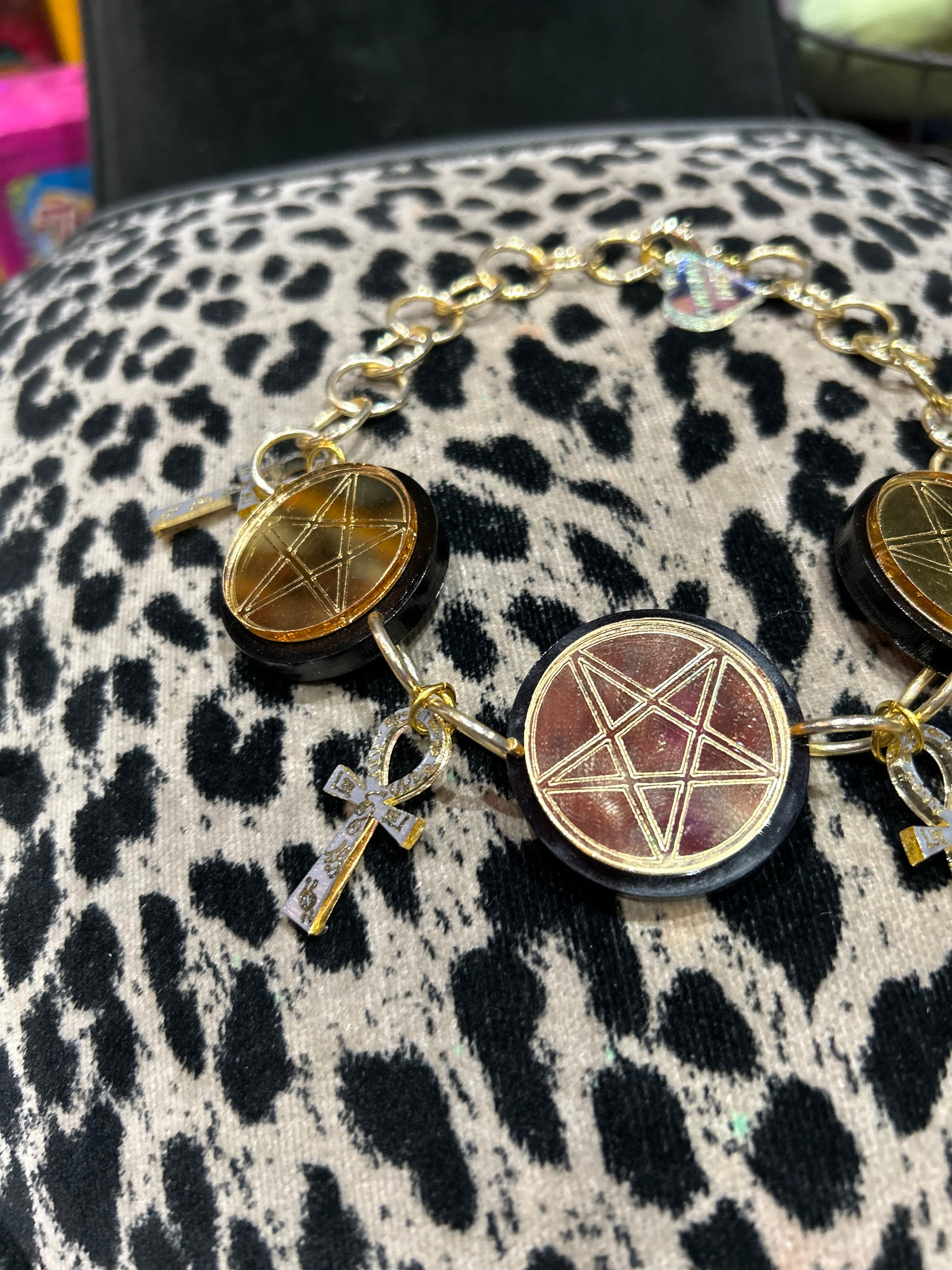 Black And Gold Ankh and 5 Point Star Choker Marina Fini - Spark Pretty