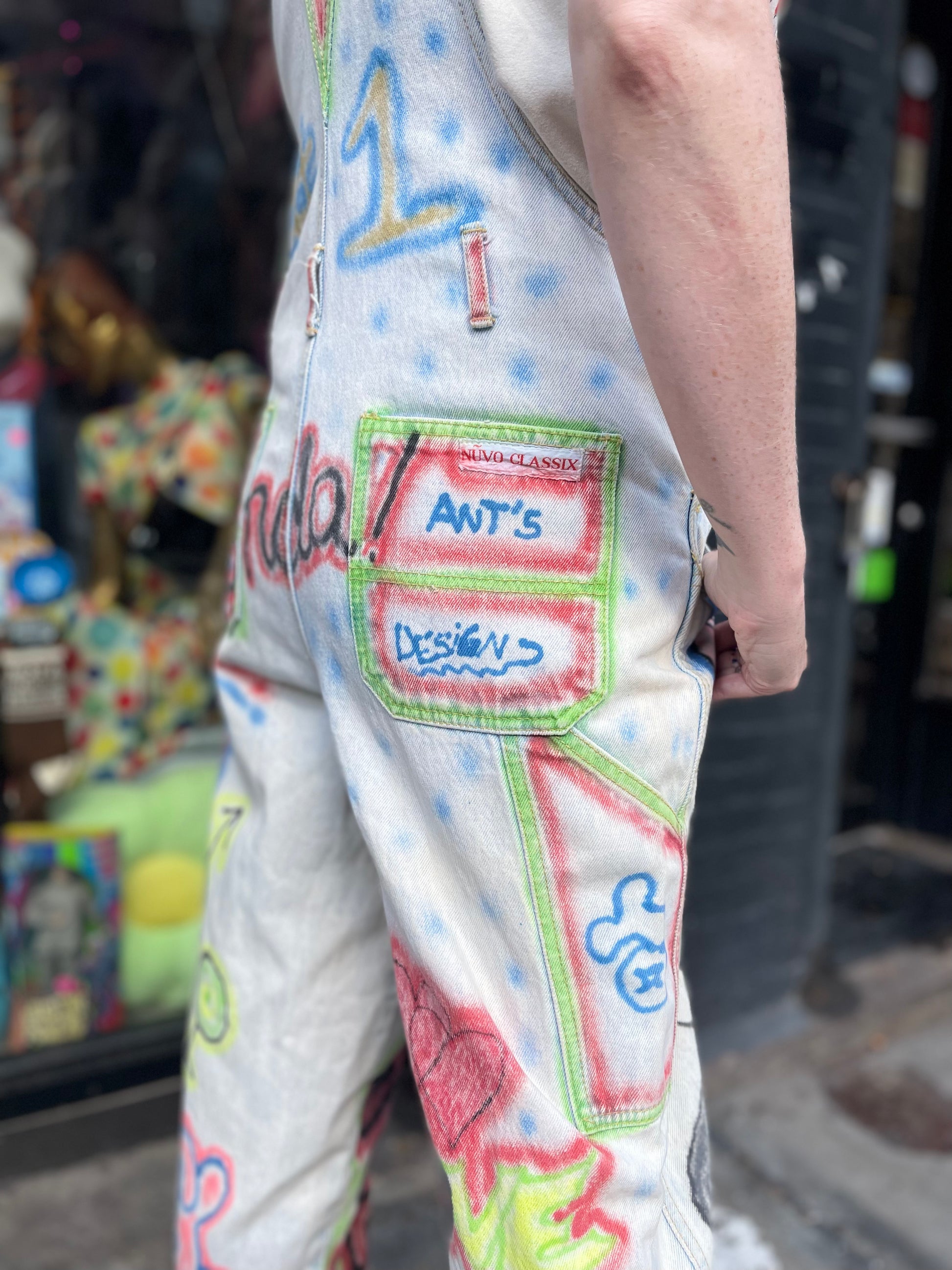 Vintage 90s Hand Illustrated Overalls - Spark Pretty