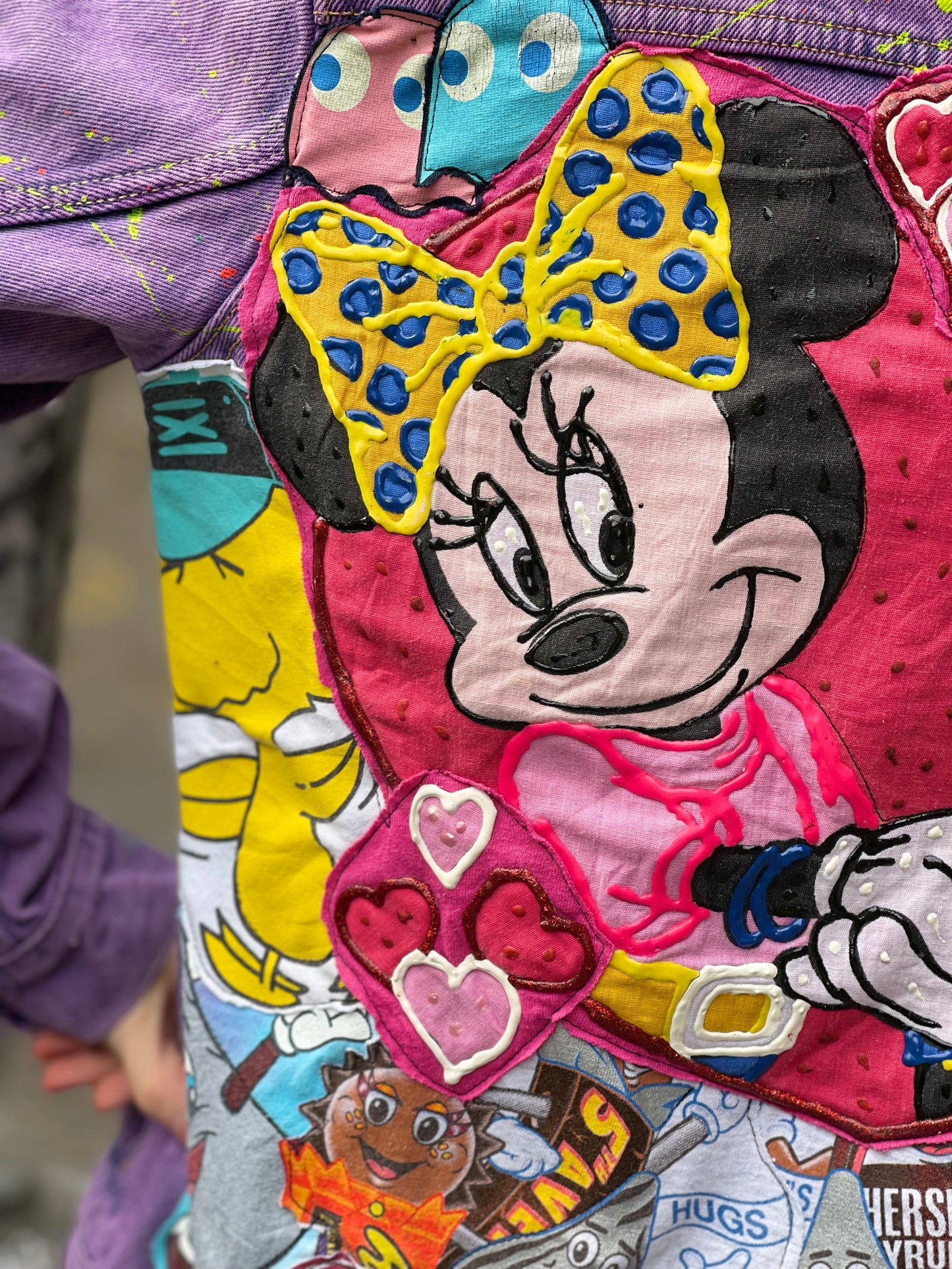 Reworked Patchwork Mickey & Minnie Purple Jean Jacket - Spark Pretty