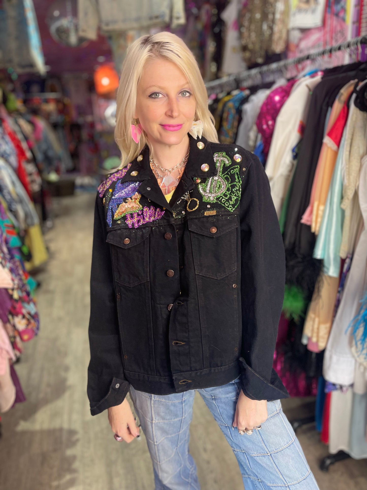 Vintage 80s Black Beverly Hills Sequin Jacket - Spark Pretty