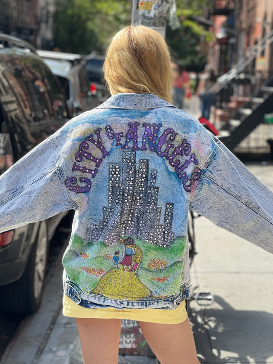 Vintage 80s Bedazzled City of Angels Jean Jacket - Spark Pretty