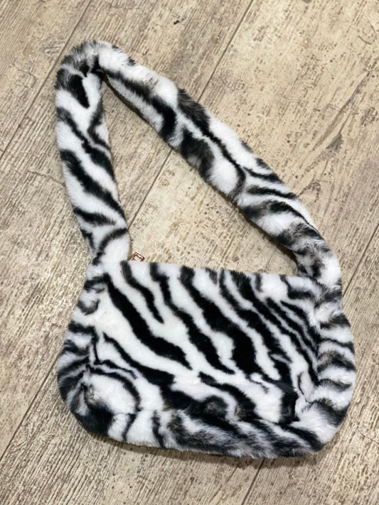 Faux Fur Fuzzy Zebra Mini Purse - Spark Pretty