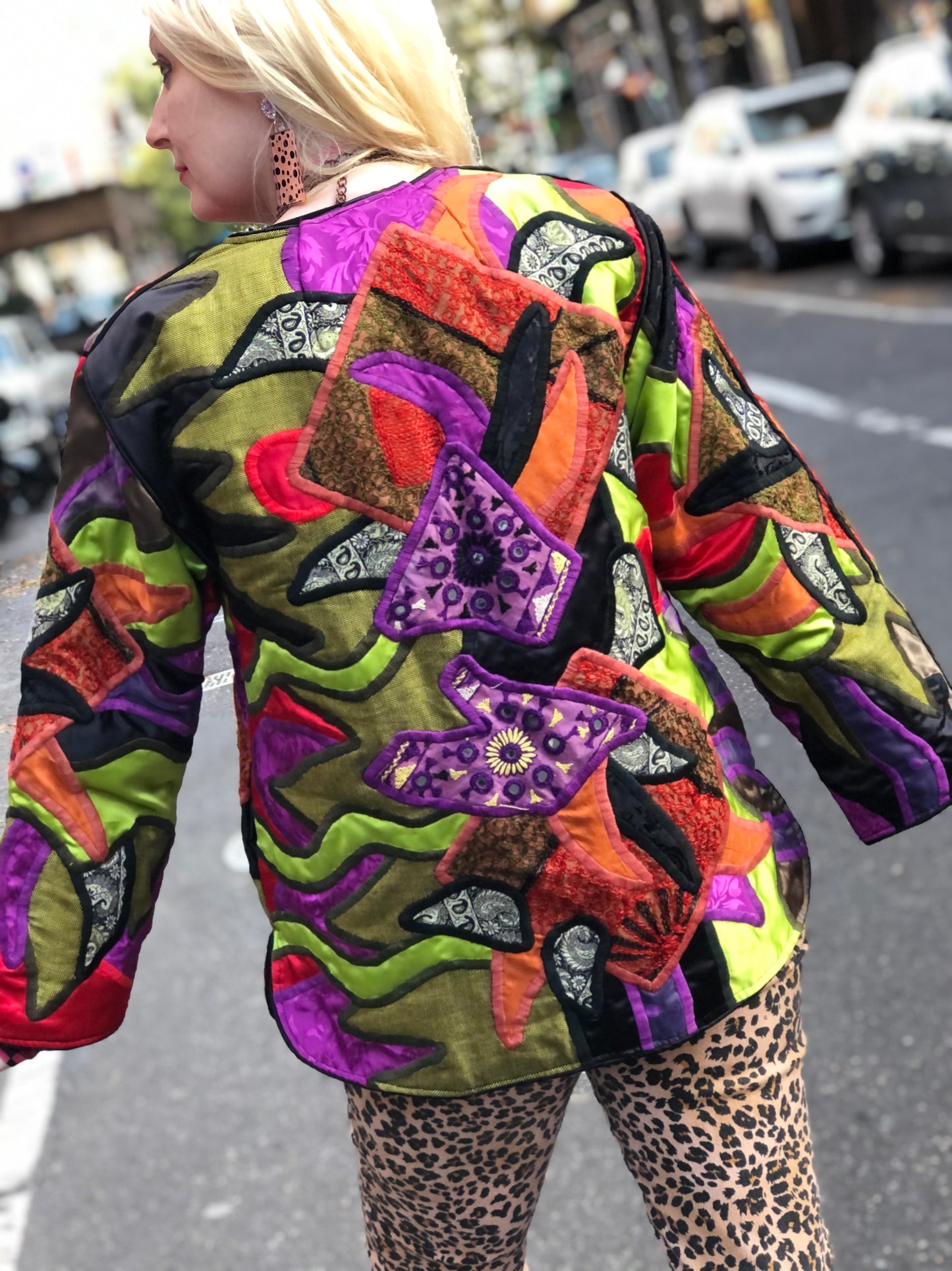 Vintage 90s Abstract Geometric Beaded Kimono Jacket - Spark Pretty