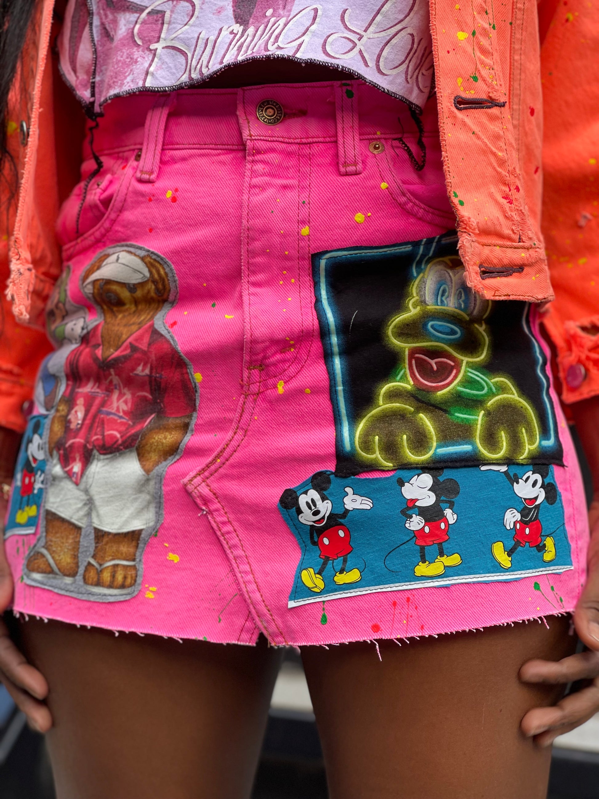 Reworked Neon Pink Vintage Denim Mini Skirt – Spark Pretty