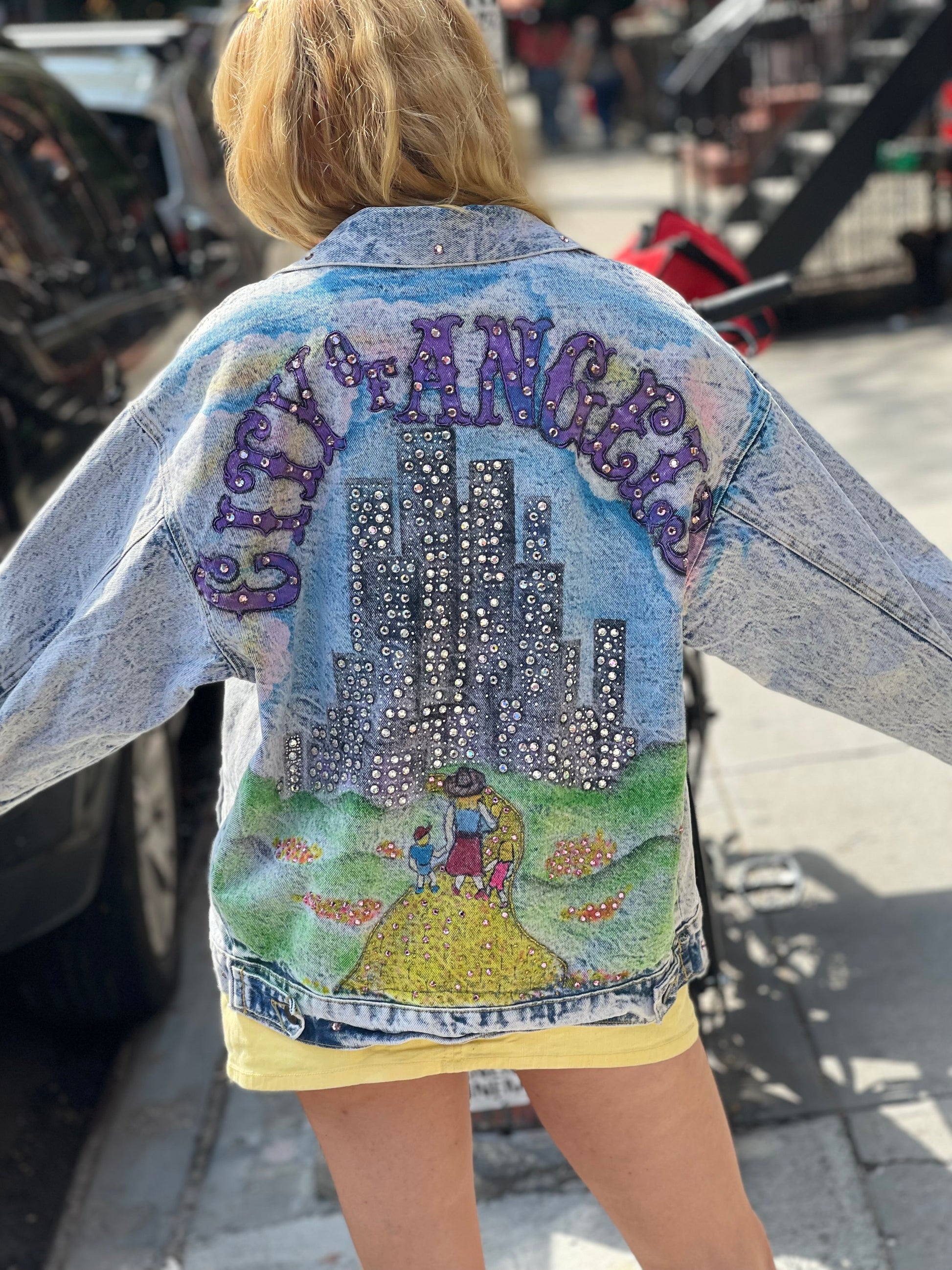 Vintage 80s Bedazzled City of Angels Jean Jacket - Spark Pretty