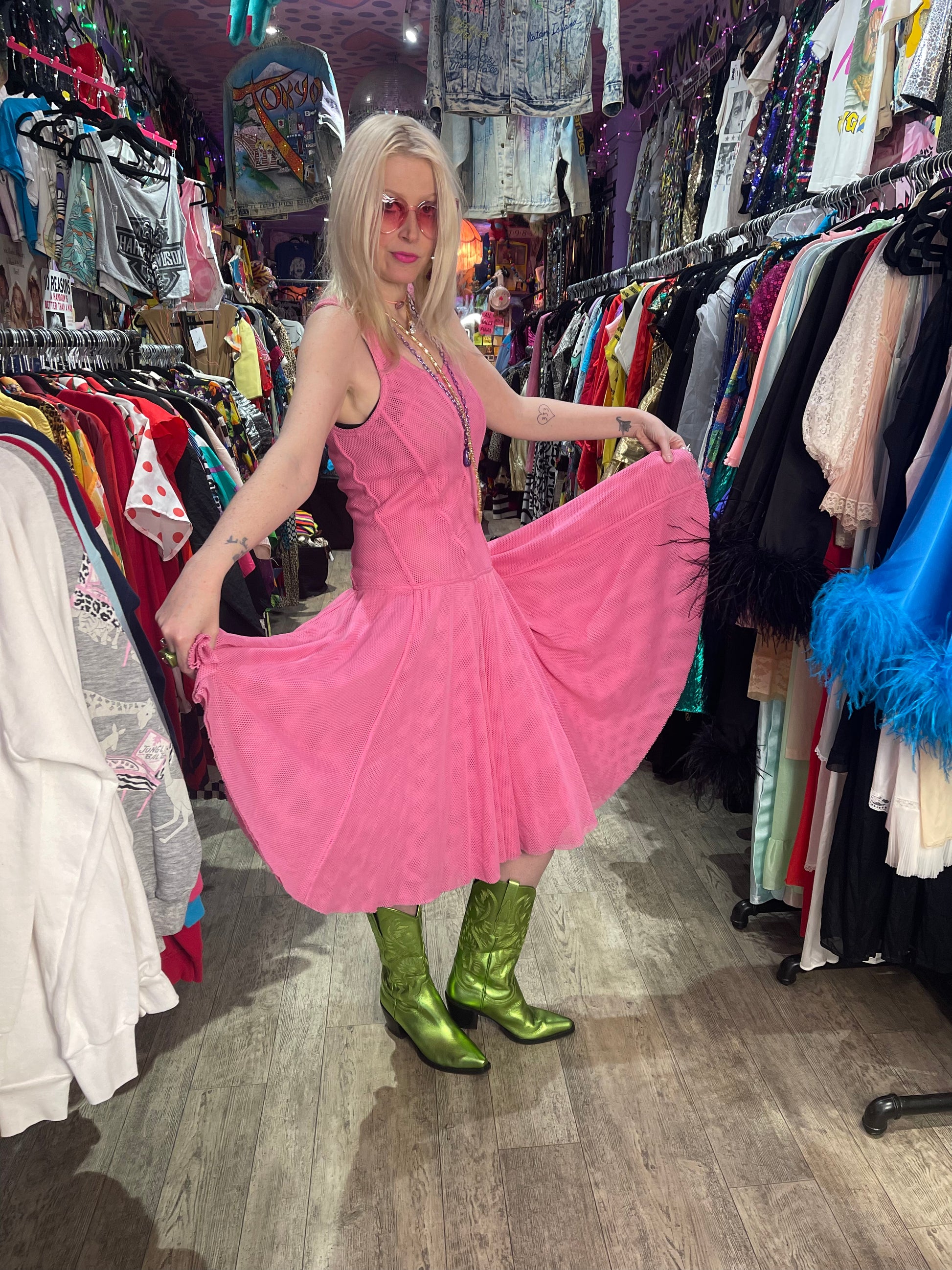 Vintage 90s Y2k Pink Net DKNY Dress – Spark Pretty