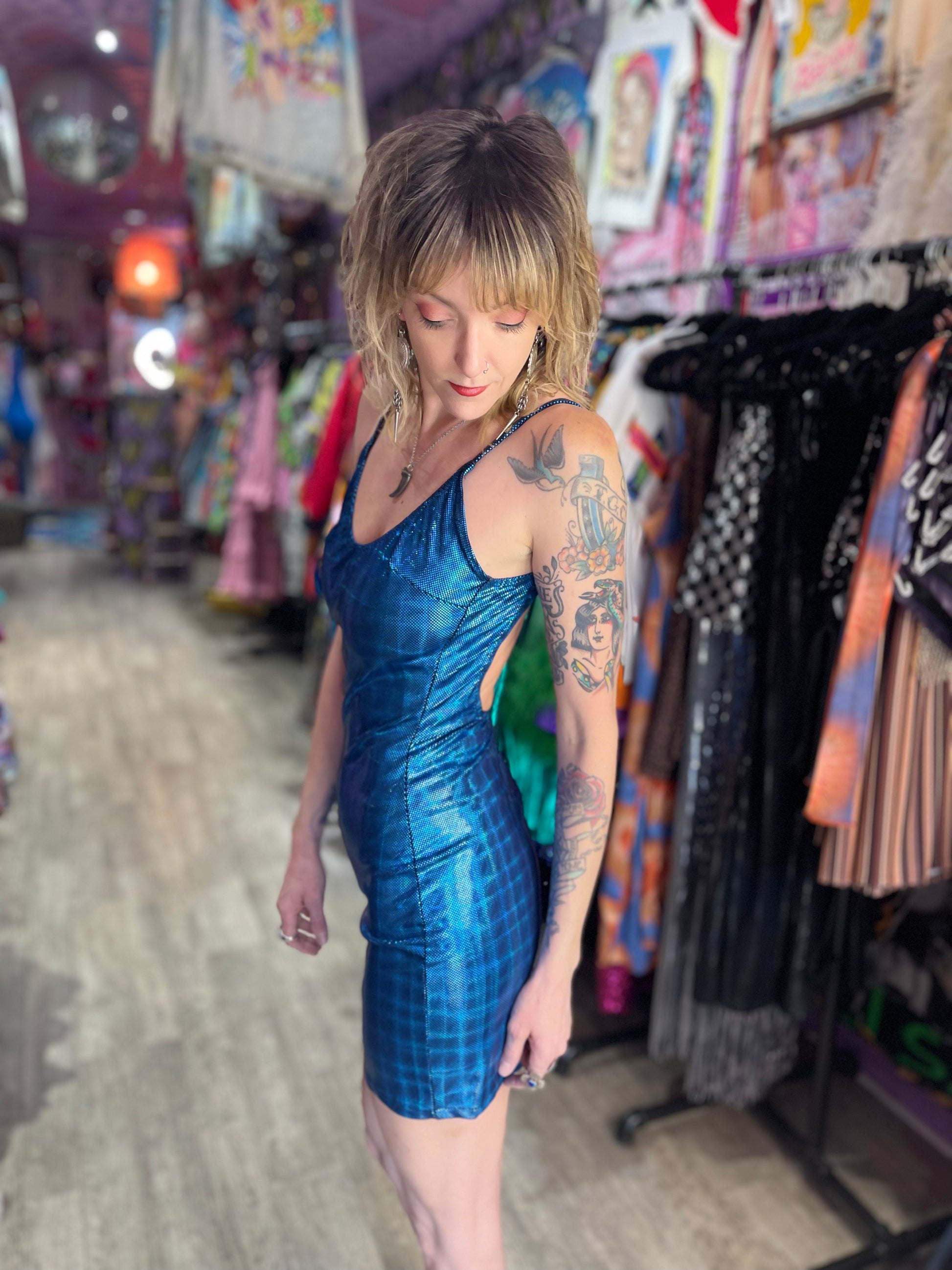 Vintage 90’s Metallic Hologram Mini Dress - Spark Pretty