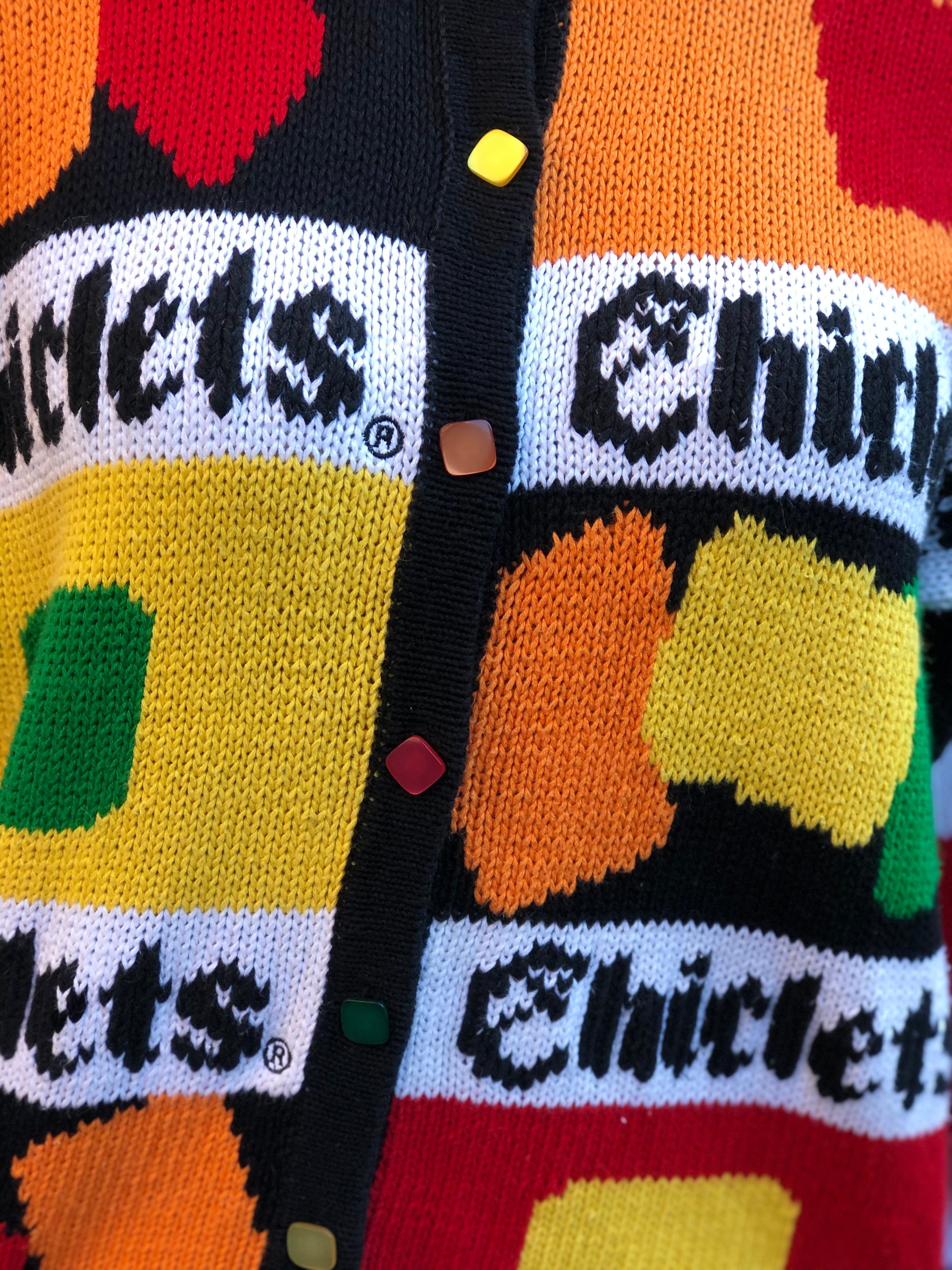 Vintage 80s Knit Chiclets Cardigan