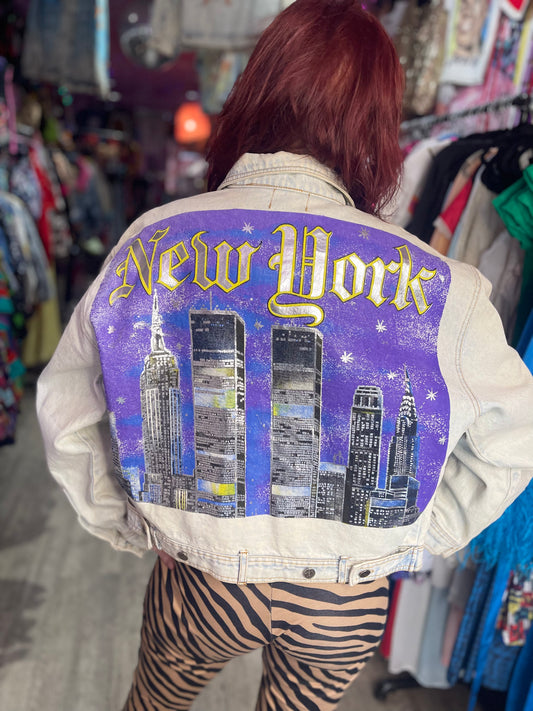 Vintage 80s Metallic Lettering New York Jacket - Spark Pretty