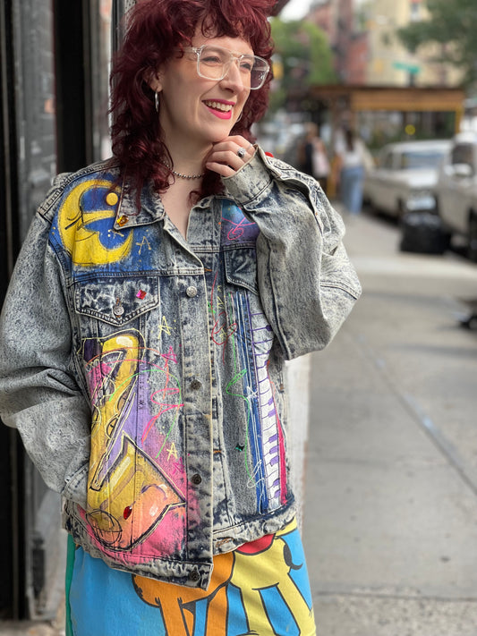 Vintage 90s Hand Painted Juke Box Jazz Jacket - Spark Pretty