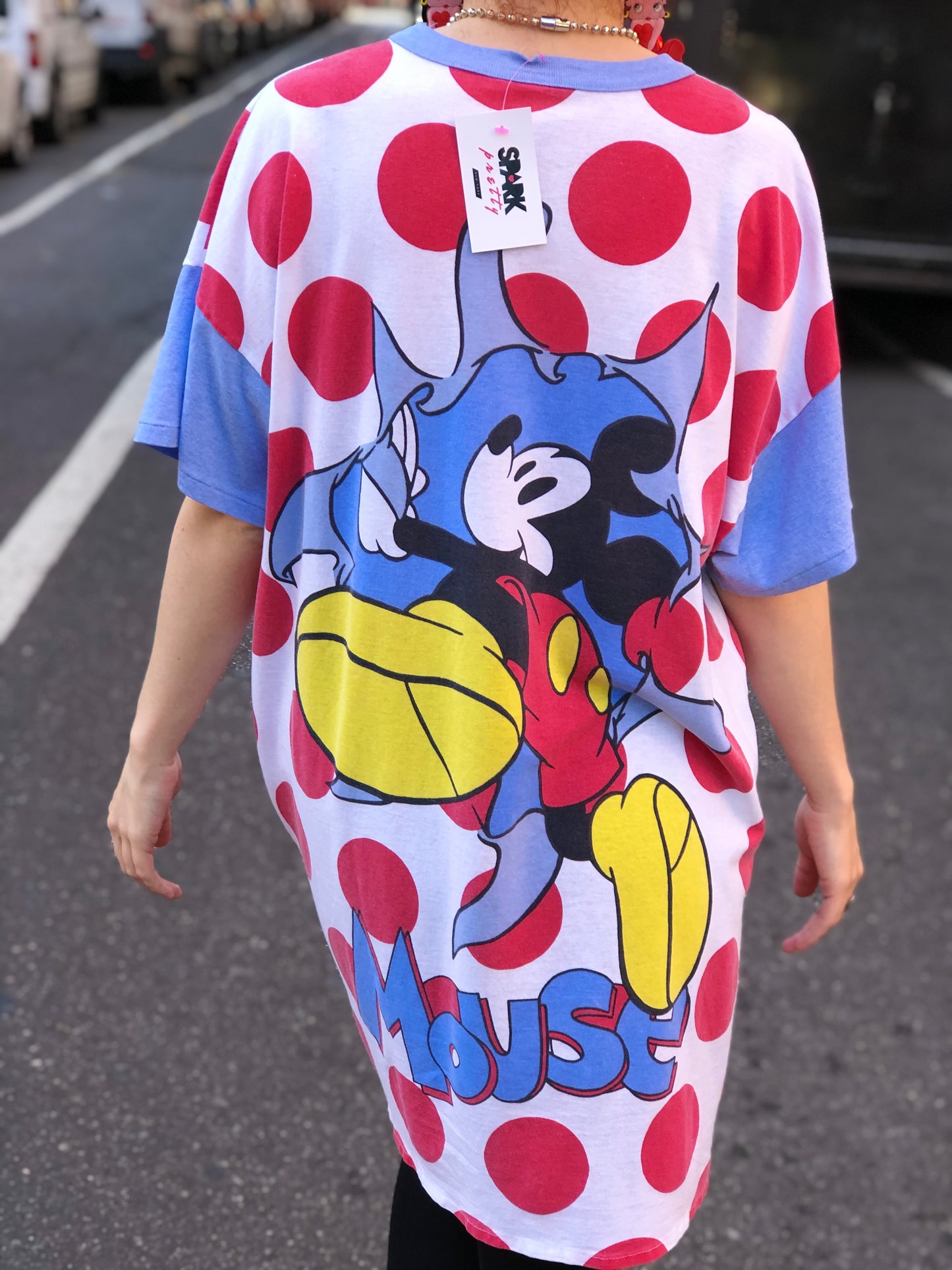 Vintage Mickey Mouse Polka Dot T-shirt Dress - Spark Pretty