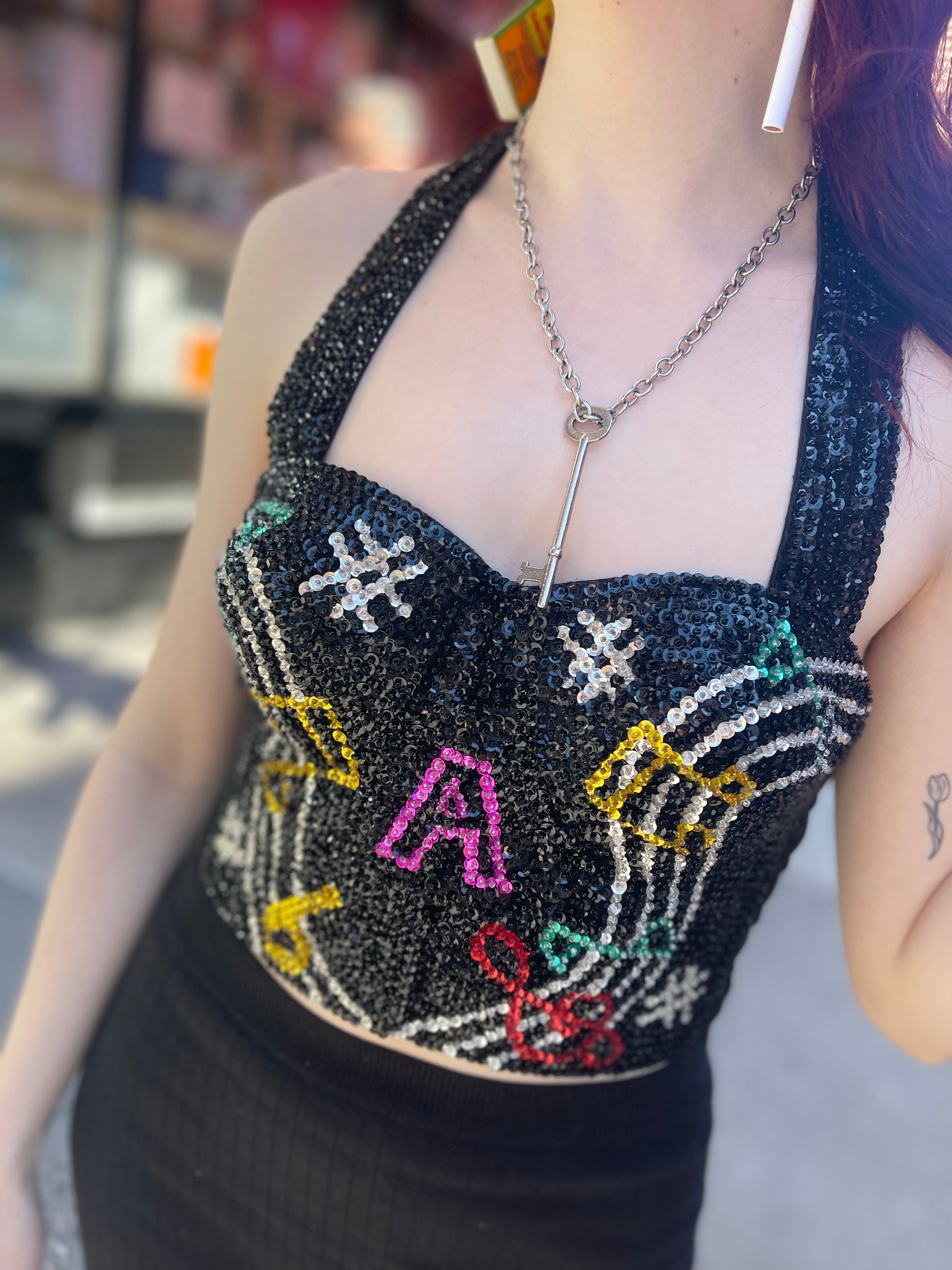 Vintage 90s Beaded Sequin Music Theme Bustier - Spark Pretty