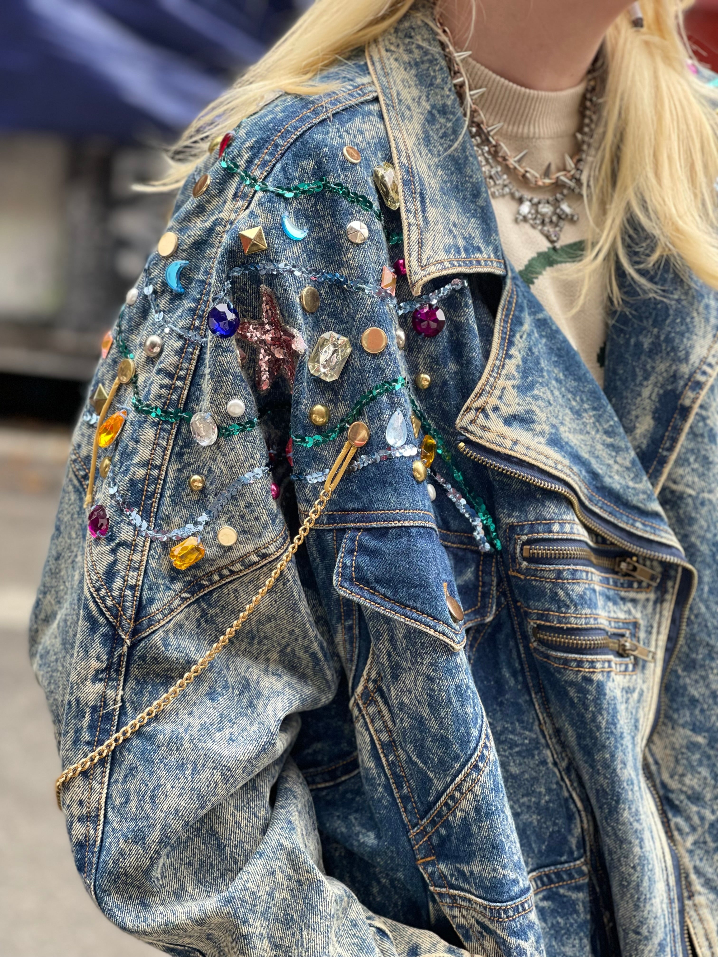 80's bedazzled hot sale jean jacket