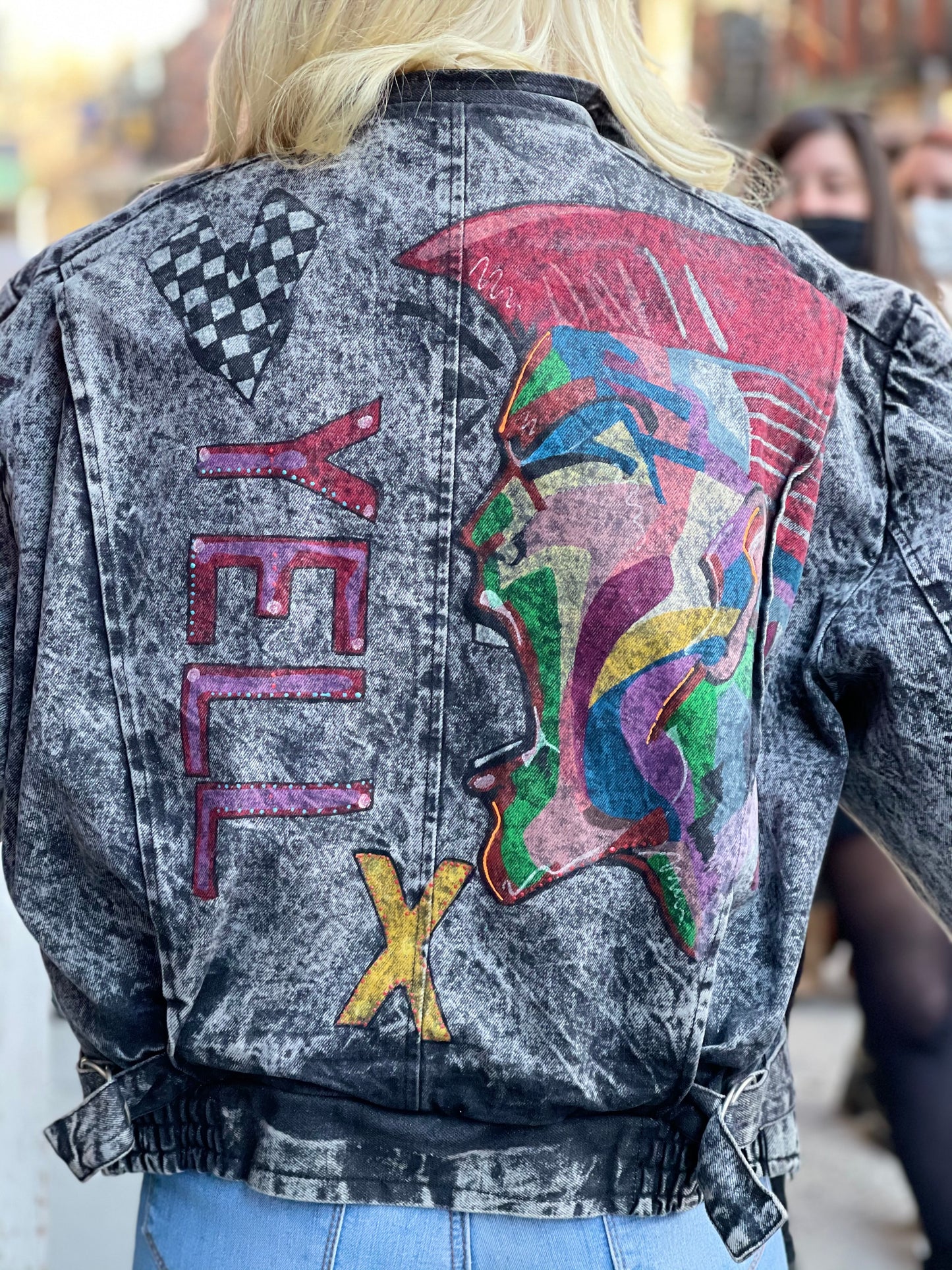 Vintage 80s Painted Acid Wash Yell! Moto jacket - Spark Pretty