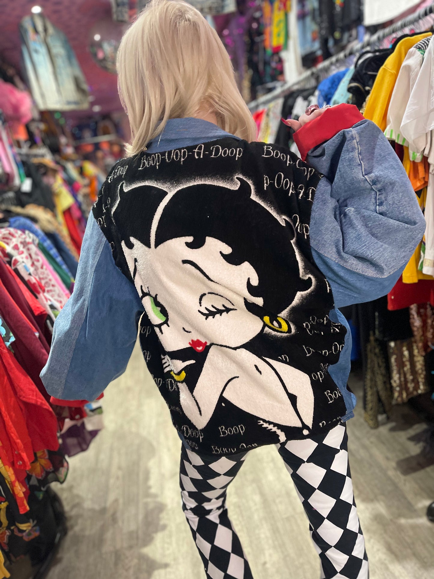 Vintage 90s Patchwork Betty Boop Jean Jacket - Spark Pretty