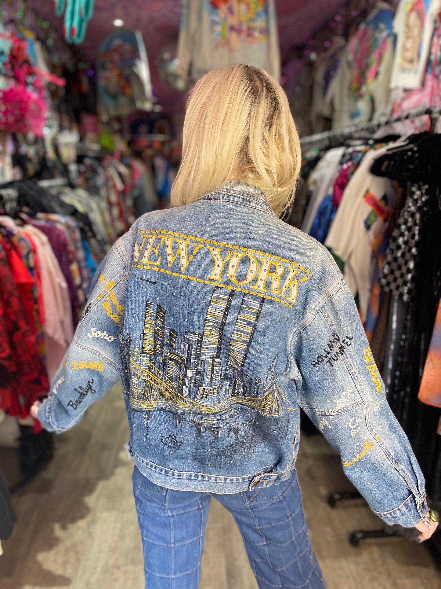 Vintage 80’s Painted New York Jean Jacket - Spark Pretty