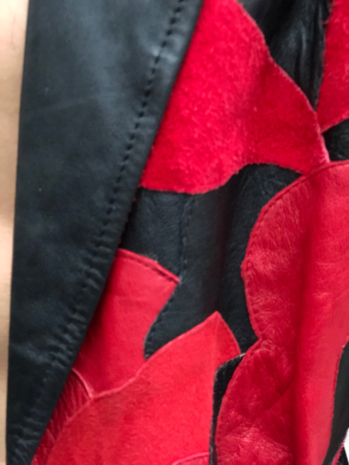 Vintage 80’s Red and Black leather blazer jacket - Spark Pretty