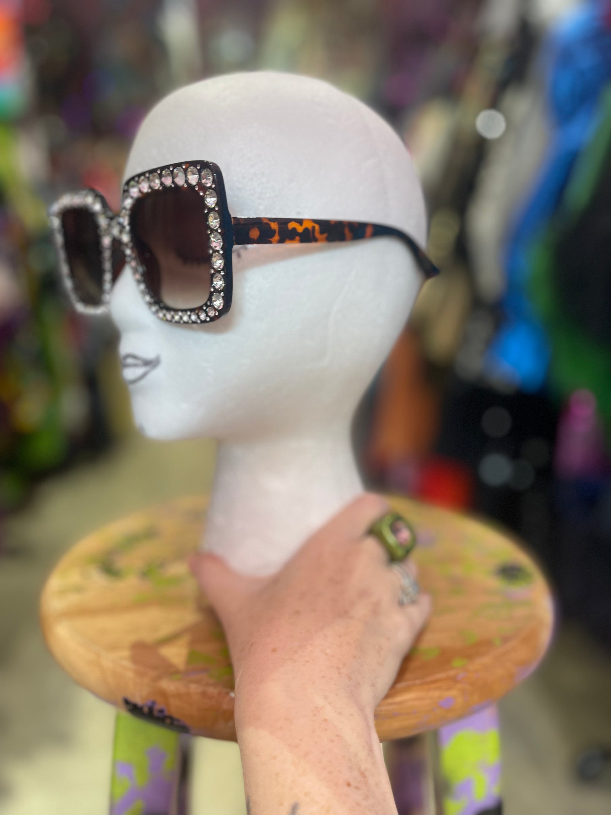 Square Rhinestone Glam Sunglasses - Spark Pretty