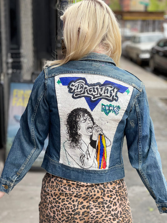 Vintage 80s Hand Painted Aerosmith Jean Jacket - Spark Pretty