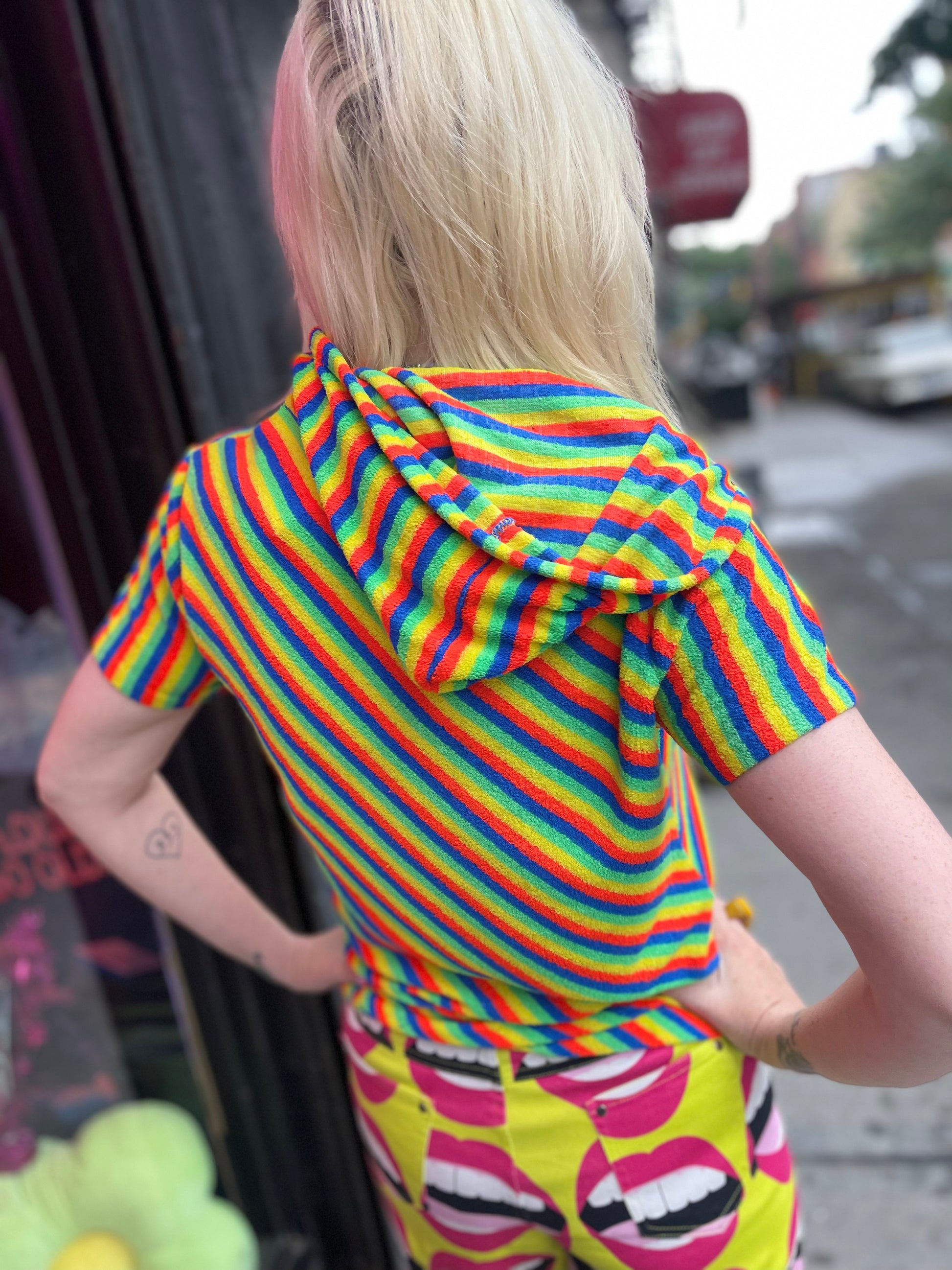 Vintage 70s Rainbow Stripe Terrycloth Top - Spark Pretty