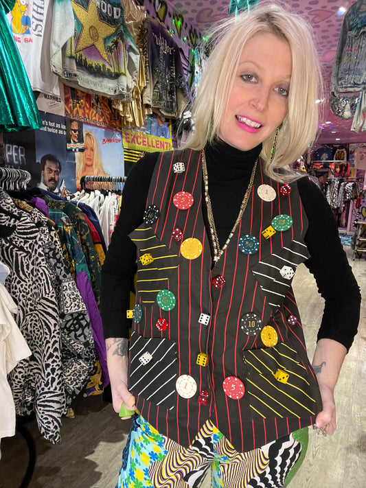 Vintage 80s Poker Chip And Dice Vest - Spark Pretty