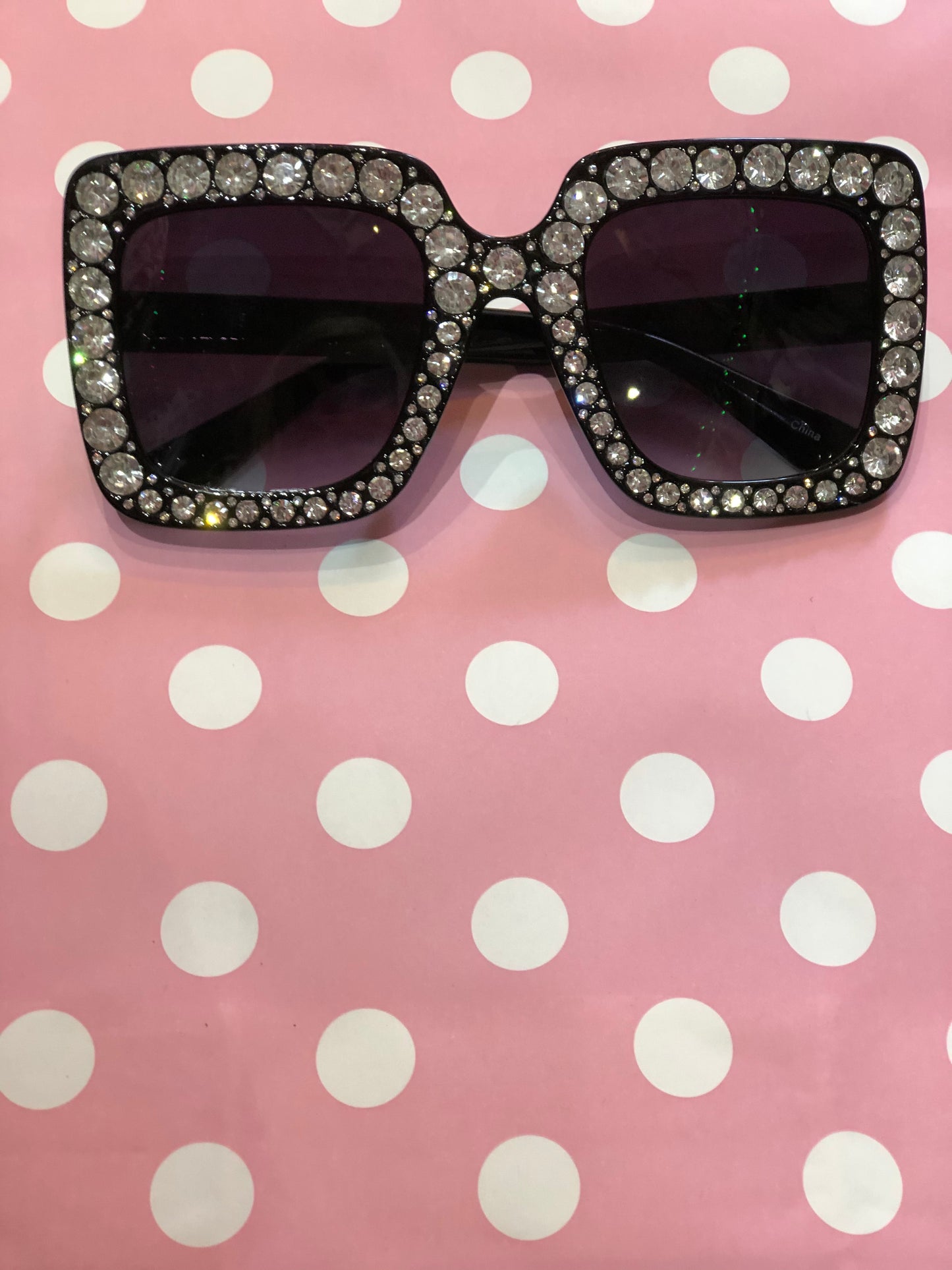 Square Rhinestone Glam Sunglasses - Spark Pretty