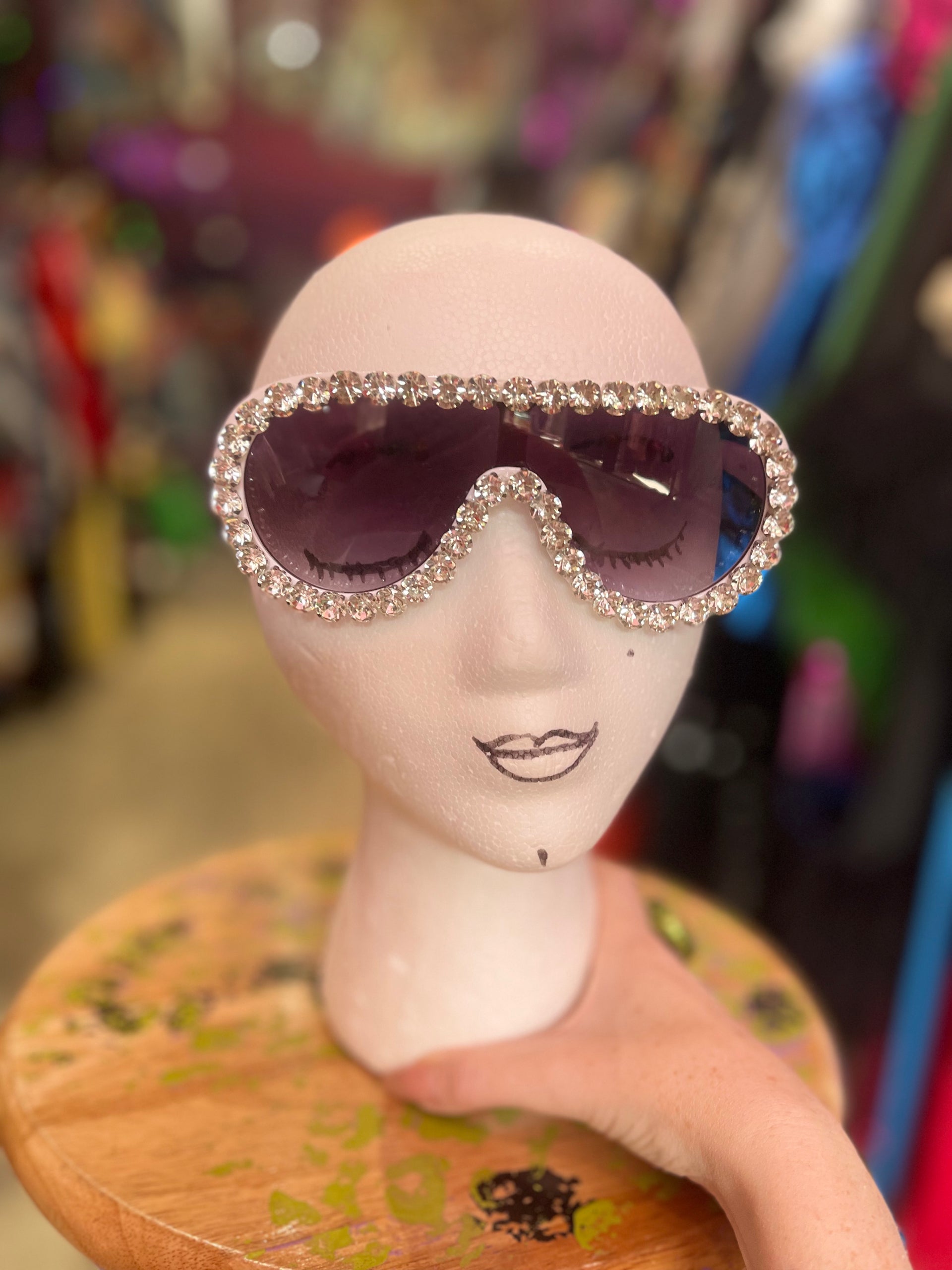 Sunglasses with bling! Balenciaga Dynasty Rectangular Sunglasses in Rhinestones  main image 2