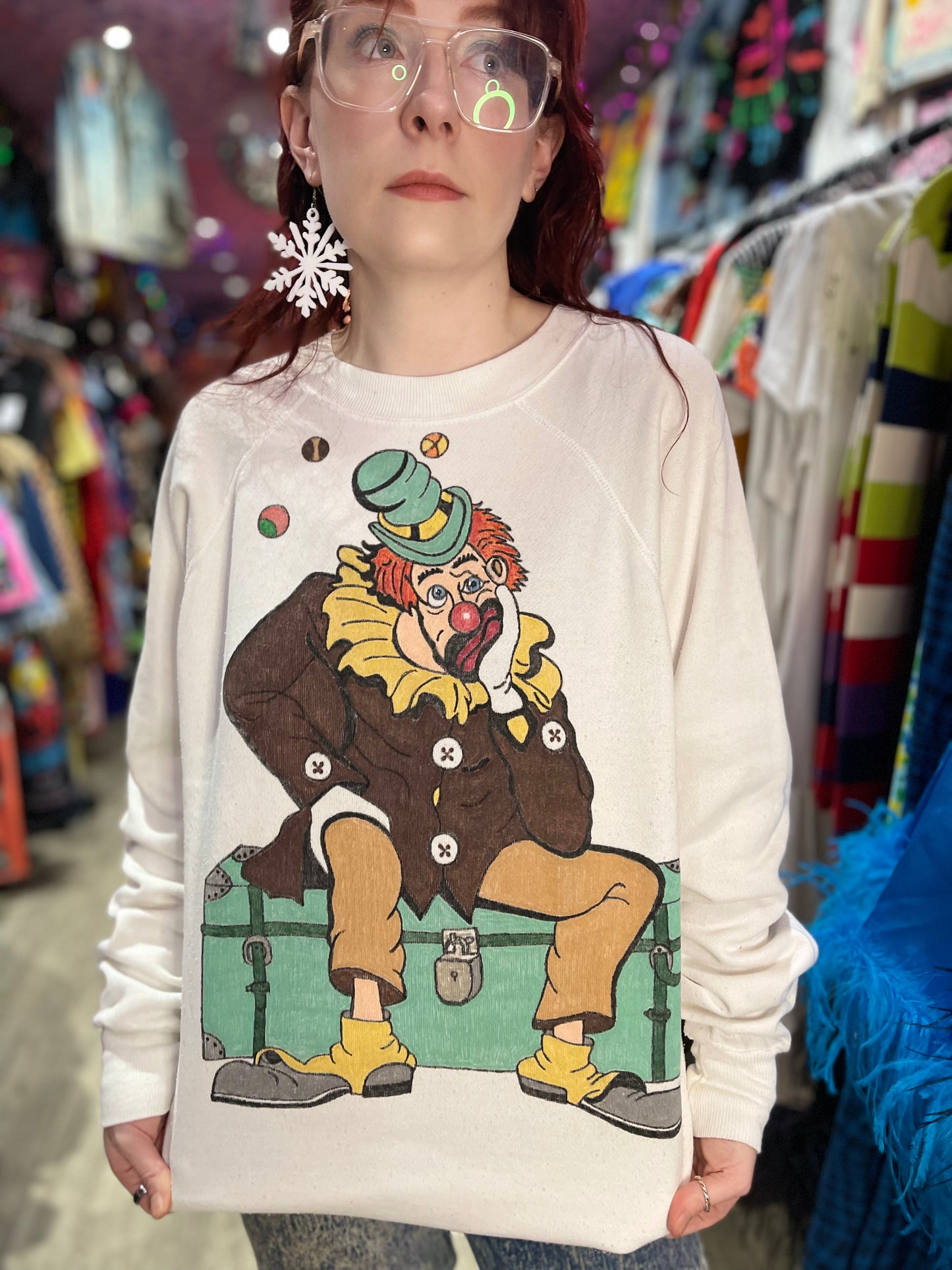 Vintage 80s Sad Clown Sweatshirt - Spark Pretty