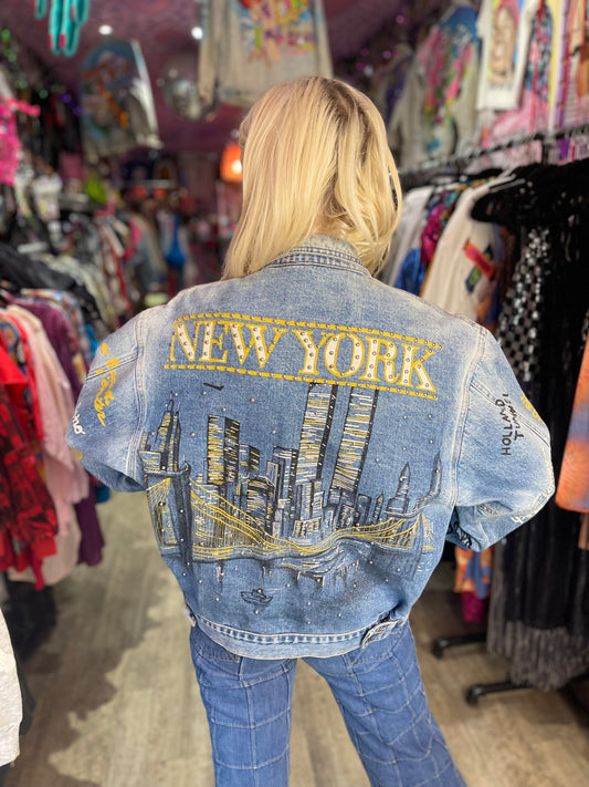 Vintage 80’s Painted New York Jean Jacket - Spark Pretty