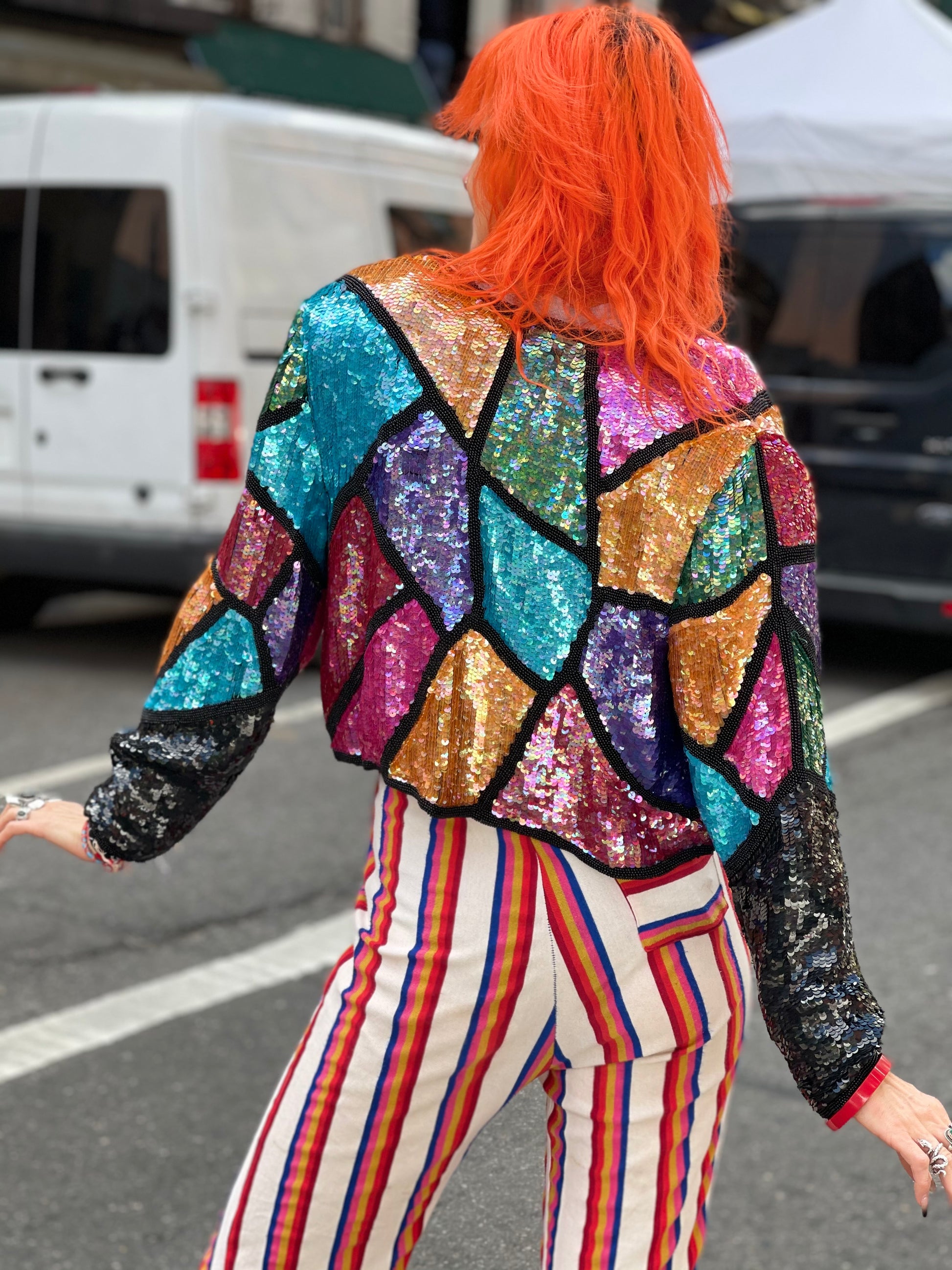 Vintage 80s Rainbow Sequin Bolero Jacket - Spark Pretty