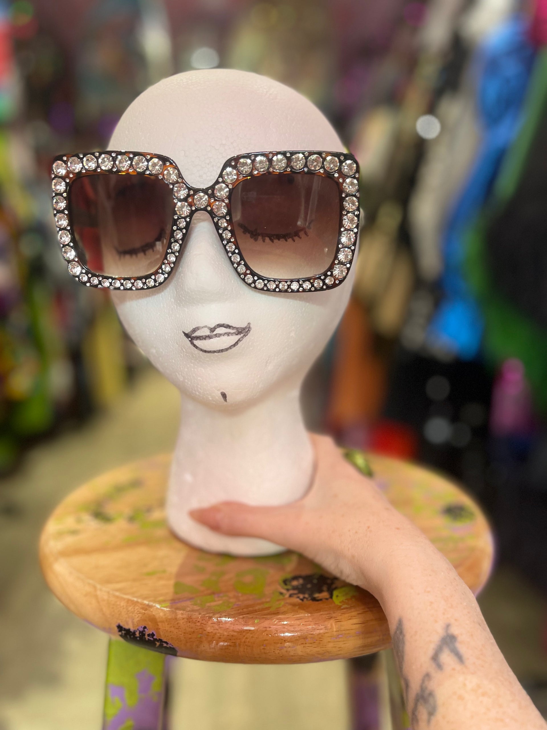 Square Rhinestone Glam Sunglasses – Spark Pretty
