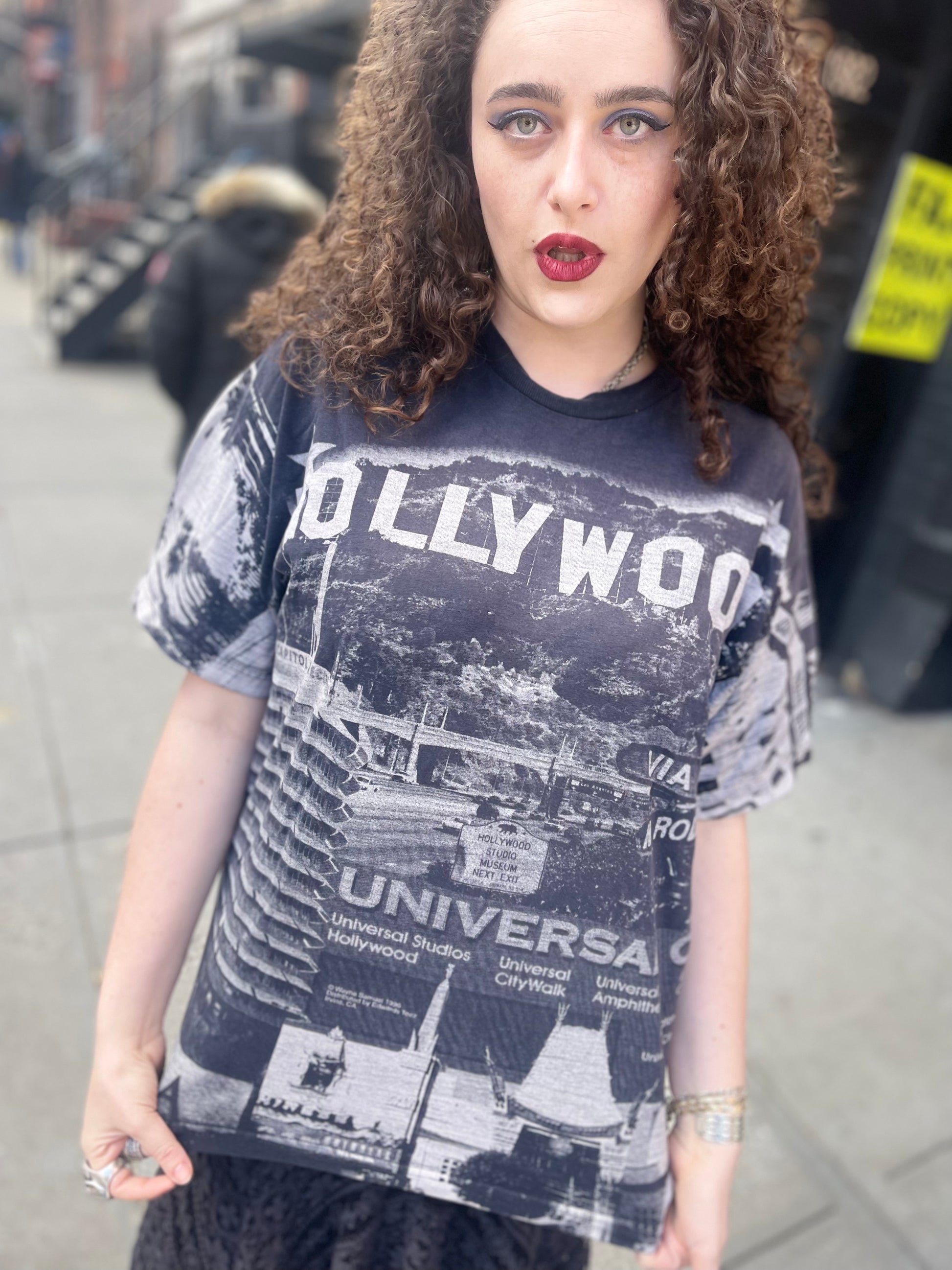 Vintage 90s Hollywood All Over Print T-shirt - Spark Pretty