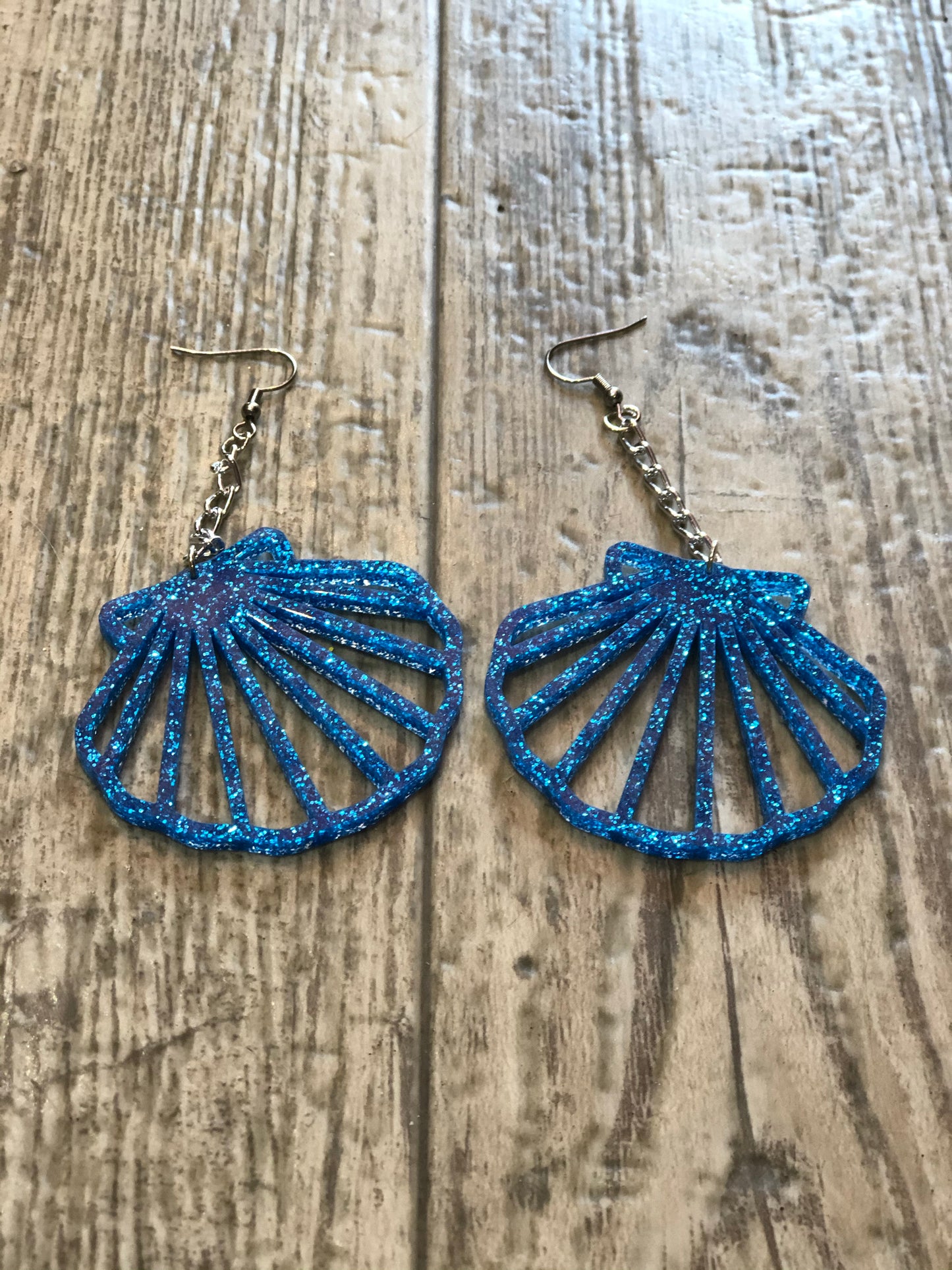 Blue Glitter Sea Shell Earrings by NBB - Spark Pretty