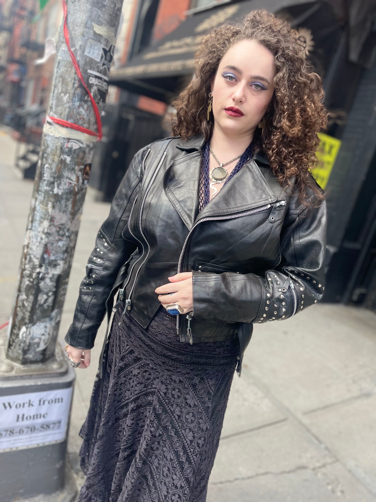 Vintage 90s Studded Leather Jacket - Spark Pretty