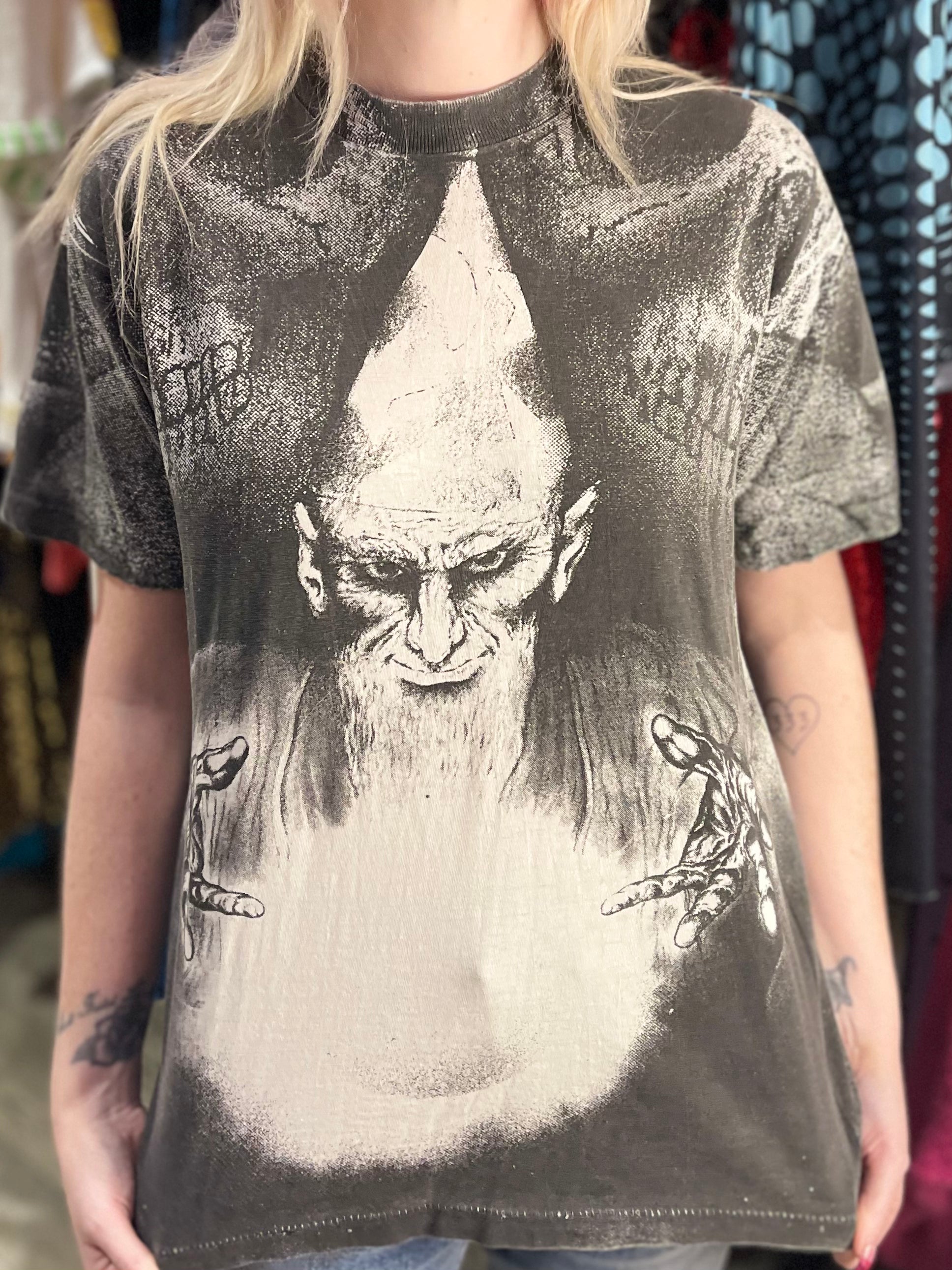 Vintage 90s Wizard All Over Print T-shirt - Spark Pretty