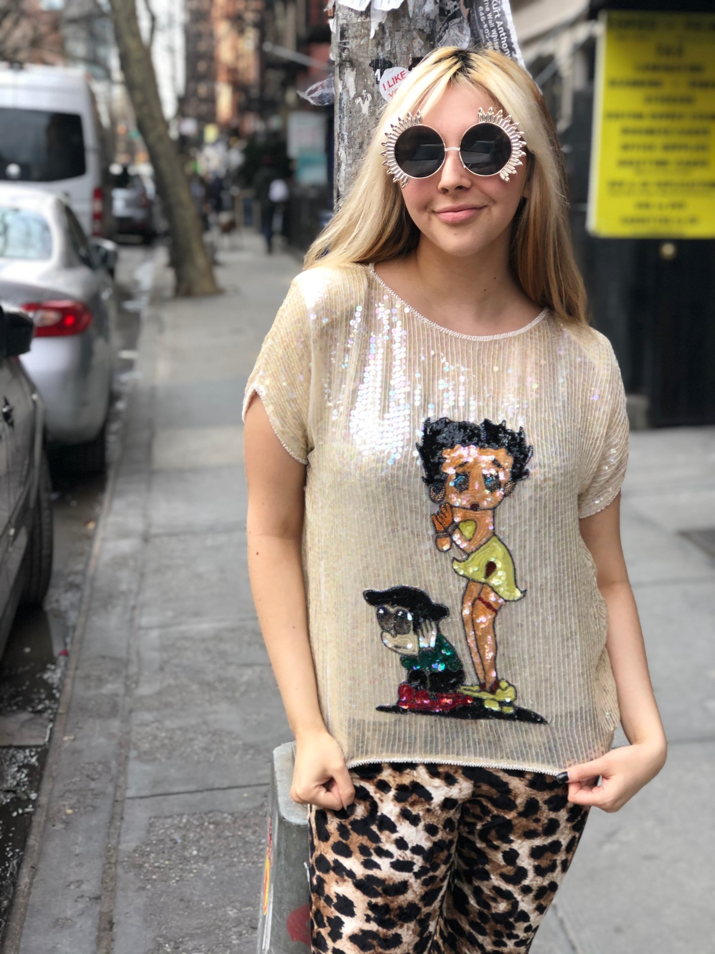 Vintage 80s Sequin Betty Boop Blouse - Spark Pretty