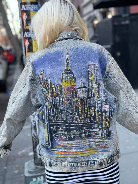 Vintage 80s New York Painted and Studded jacket - Spark Pretty