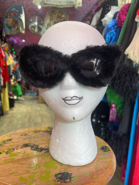 Black Fuzzy Sunglasses - Spark Pretty